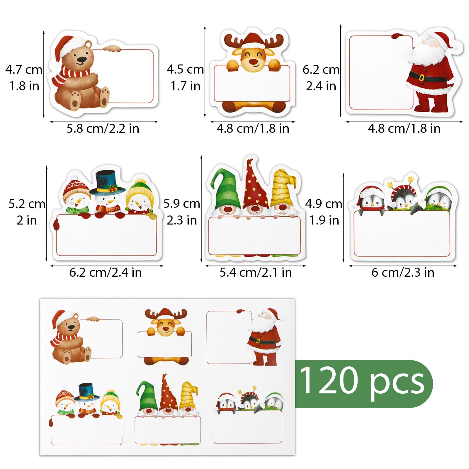 120 stuks stickers Kerstmis Christmas Kerstman cadeaustickers