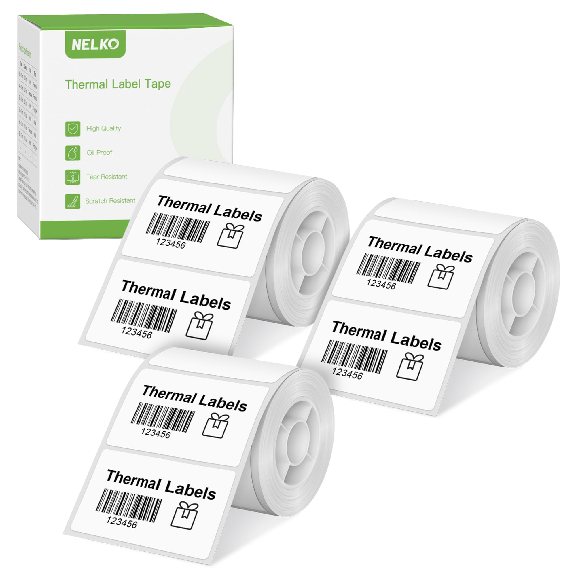 Thermal Labels for Nelko PM220 Label Maker, 2'' x 1.18'' (50x30mm) Thermal Sticker Label, Waterproof, Multi-Purpose Label Tape, 3 Roll of 230 Self-Adhesive Thermal Paper (White)