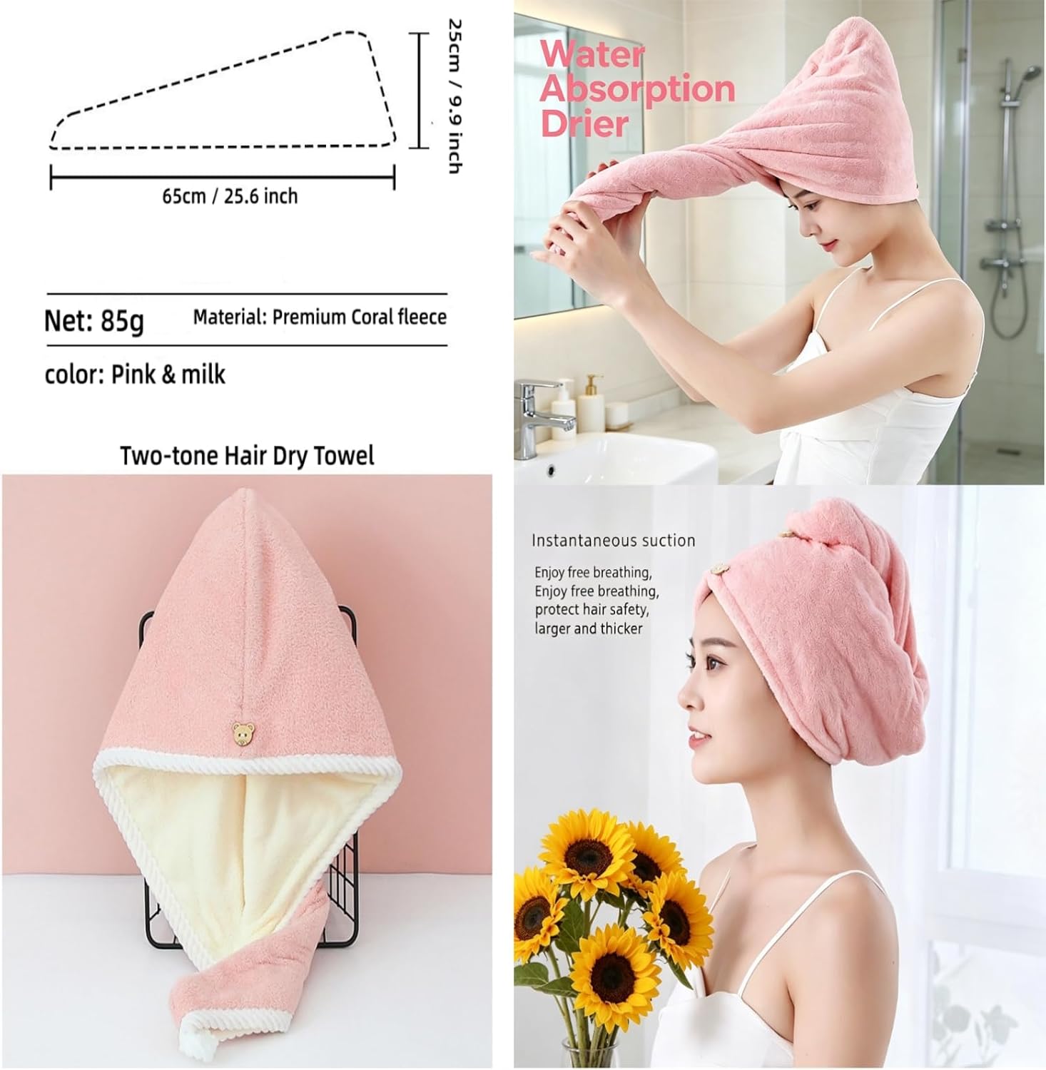 Gift Basket for Women, Birthday Present for Teen Girls, Gift idea with Cherry Blossom Tumbler, Belt Bag for Running, Mirror & Comb, Hair Drying Wrap, Frame thanks for Mom, Teacher, new mum (Pink) image 4