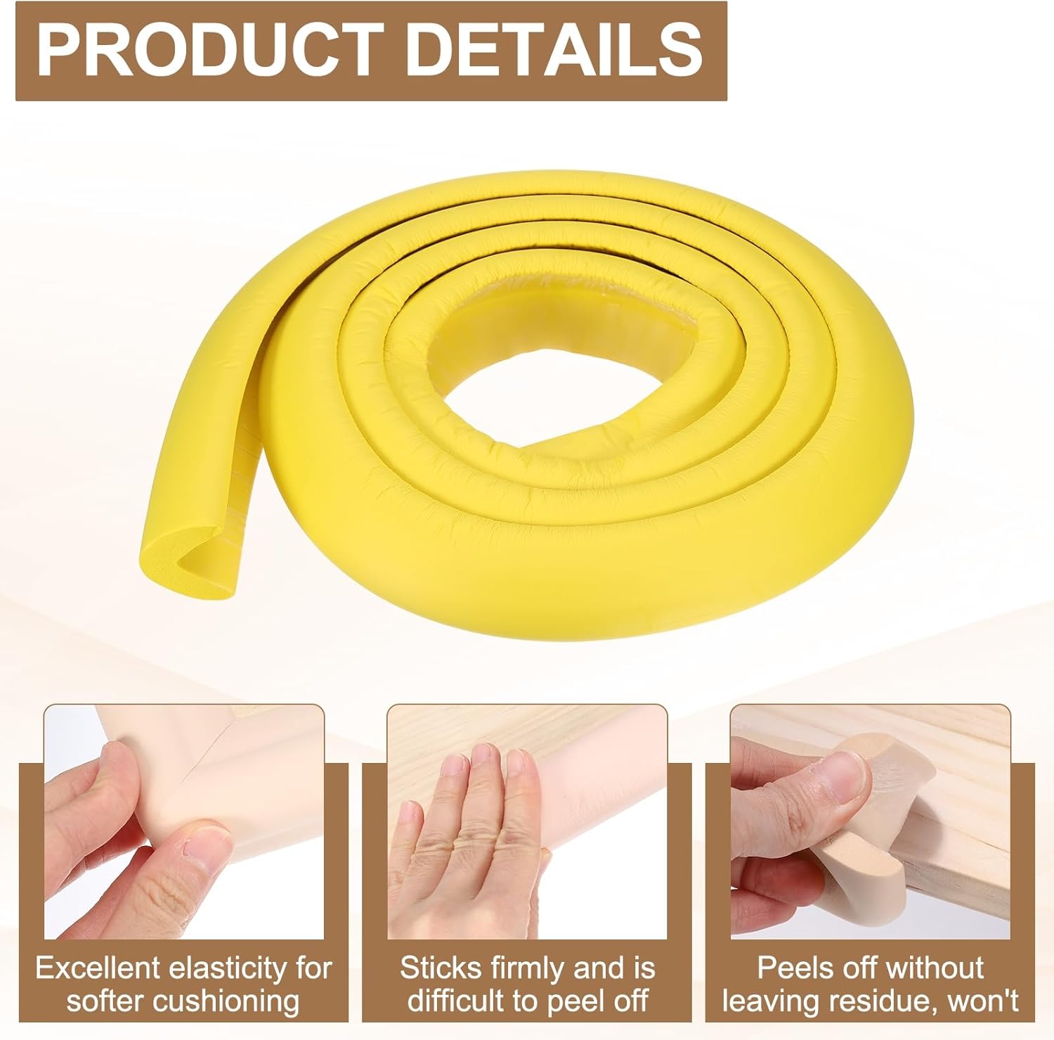 uxcell 6.5 ft x 1.22 Inch Edge Corner Protector with 10 Corners Protectors for Furniture Table Corner Guard, Cabinet Door Bumper, Bright Yellow