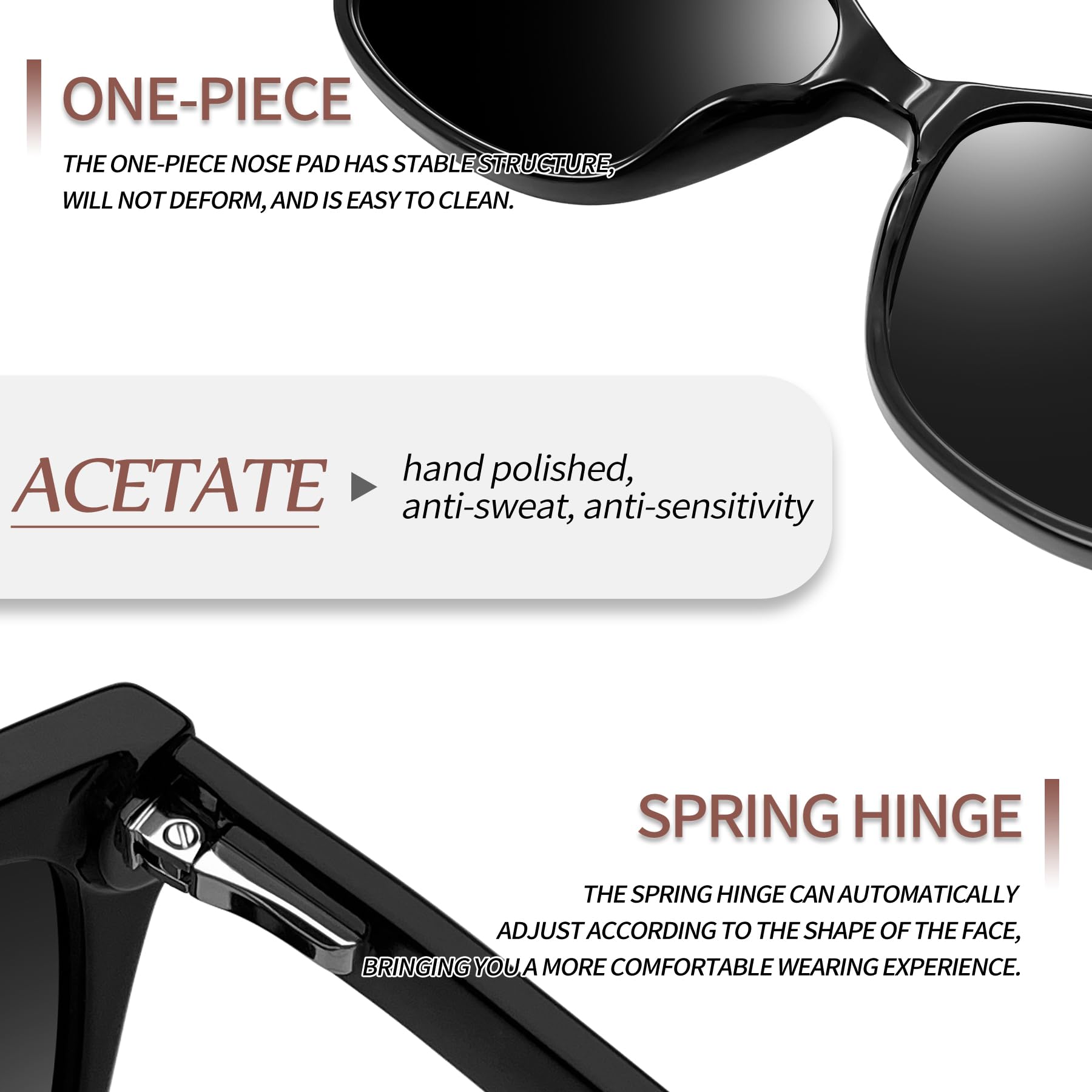 Joopin Gafas de Sol Mujer Polarizadas de Acetato TR90 Ojos de Gato Retro Vintage de Moda Protección UV400