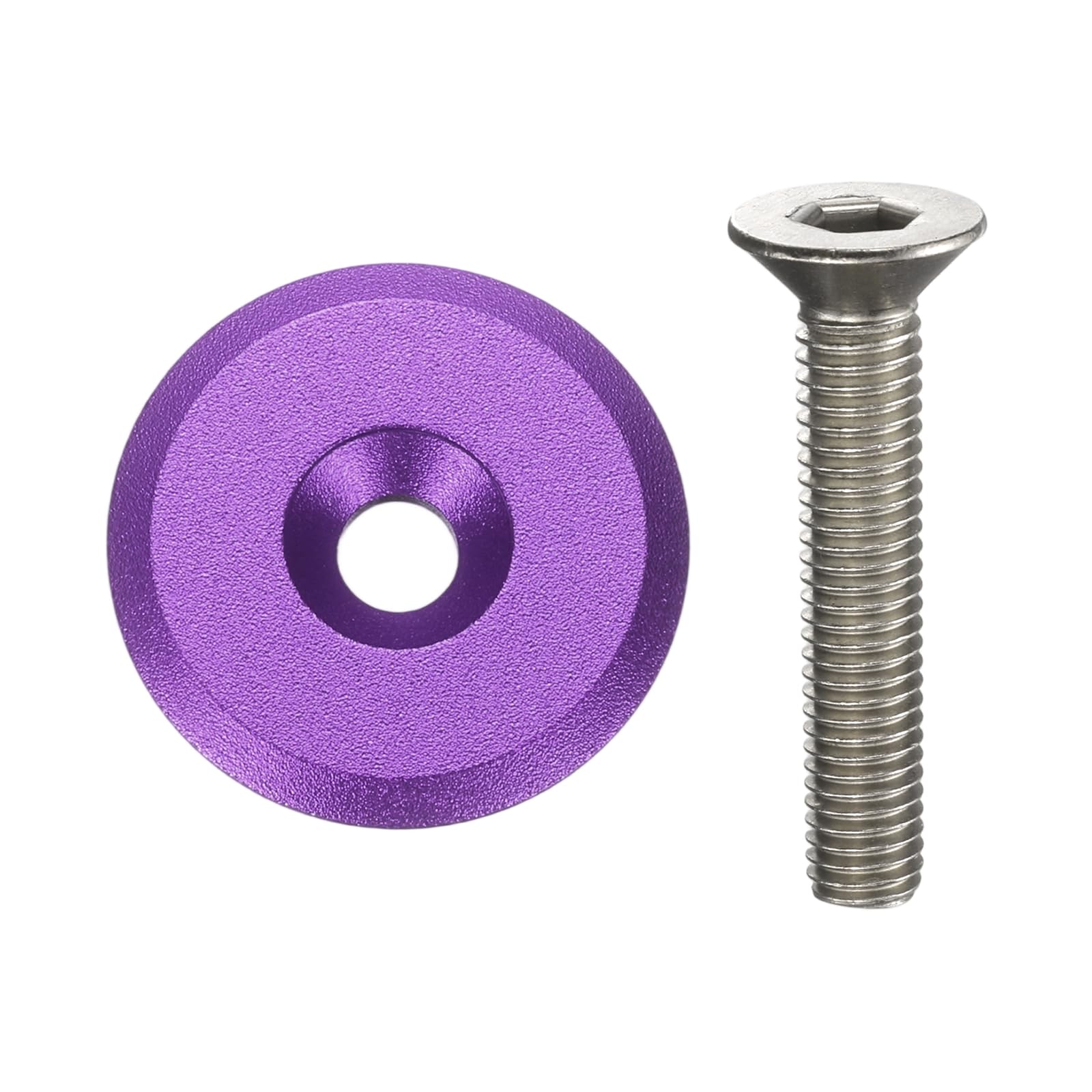sourcing map 2pcs Bicycle Headset Stem Top Cap 1-1/4" (31.8mm) OD Aluminum Alloy Cycling Headset Stem Cover with M6 Bolt for Mountain Bike Road Bike MTB, Purple
