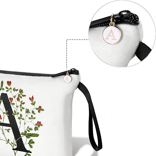 Miniatura 2 de Bolsas con letras iniciales de flores para mujer, bolsa de maquillaje con inicial, bolsa de cosméticos con inicial, bolsa de maquillaje