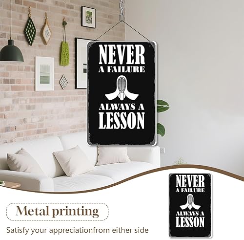 Miniatura 4 de Fencing Never Failure Always Lesson Fencer - Letreros metálicos de cumpleaños, vintage, garaje, bar, arte de pared, hombre, cueva, aula, granja