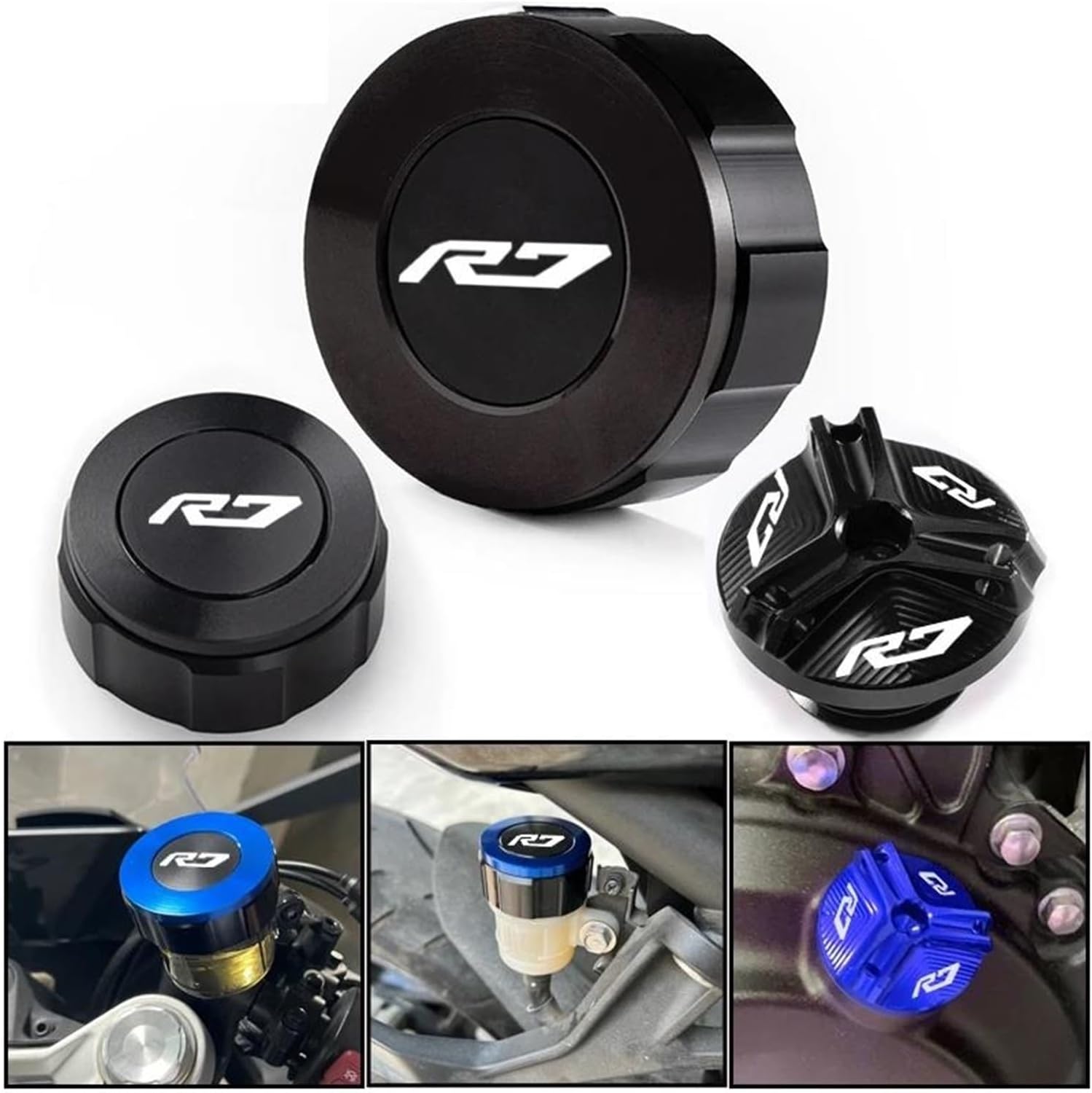 For YAMAHA YZF R7 YZFR7 Yzf R7 2021-2023 Motorcycle Accessories Front And Rear Brake Fuel Tank Cap And Filler Cap(A Set Gold)
