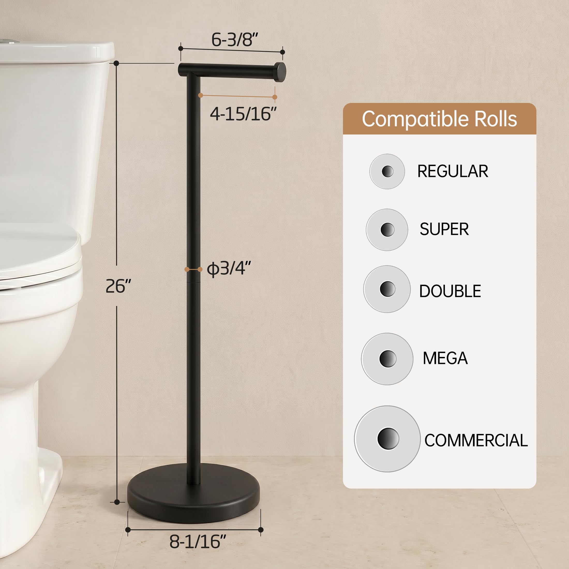 Amazon.com: KES Black Toilet Paper Holder Stand with Weighted Base