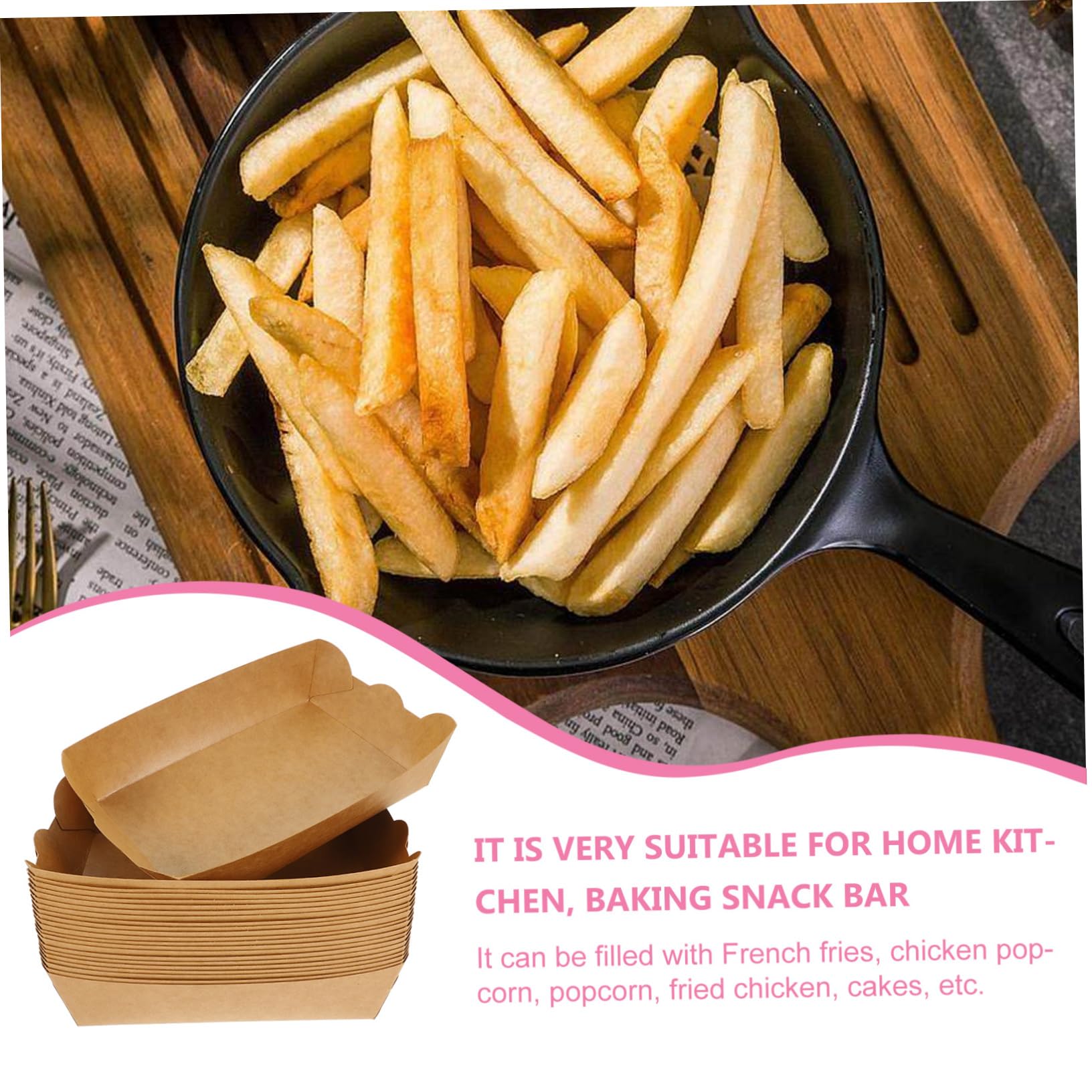 OUNONA Boîte Alimentaire Résistante à L'huile 100 Pcs en Papier Kraft