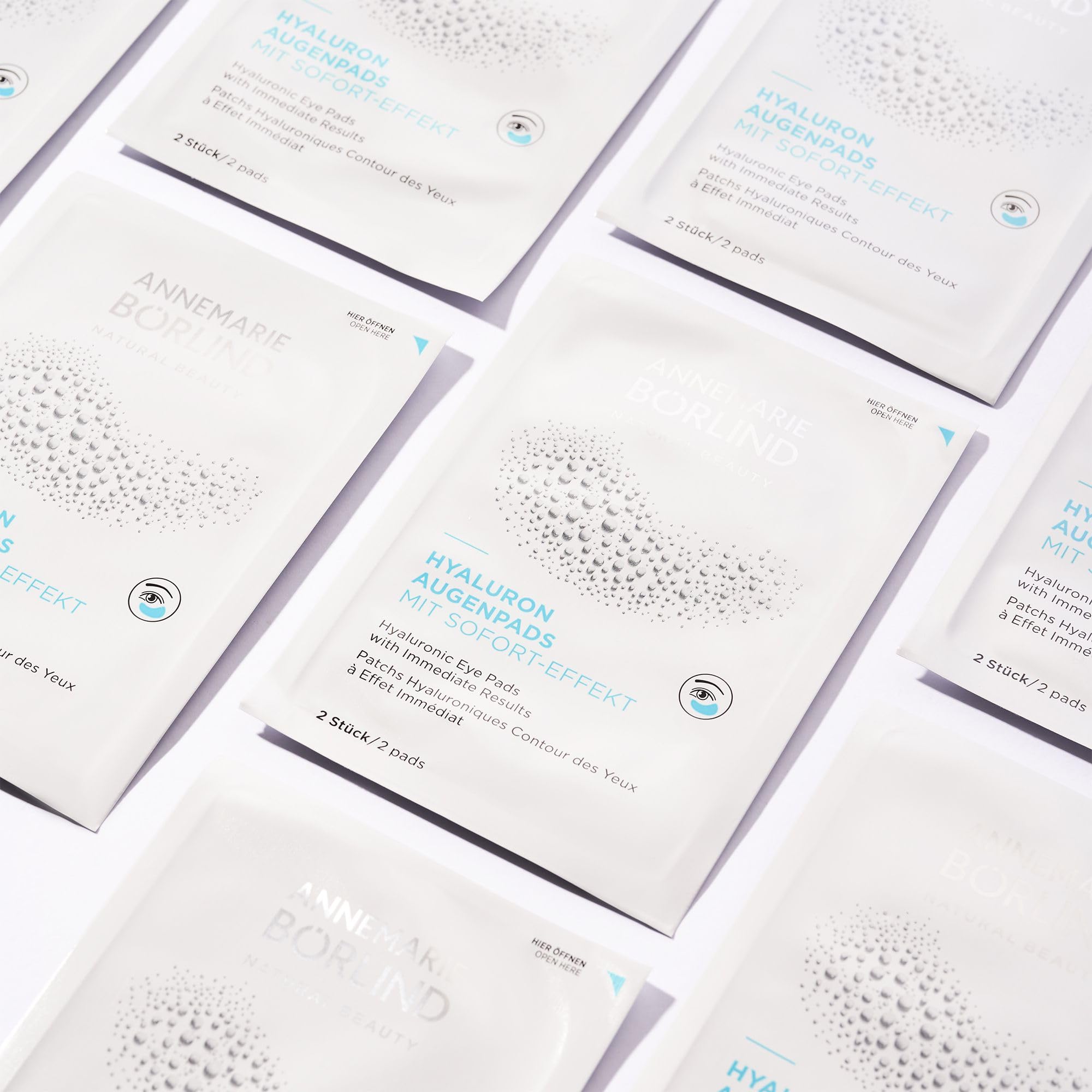 ANNEMARIE BÖRLIND AUGEN & LIPPENPFLEGE Hyaluron Augenpads mit Sofort-Effekt (6 x 2 Stk.) - Eye Patches, Augenpads Gegen Augenringe, Fältchen & Linien, Mit Hyaluron, Glättend & Kühlend, Vegan