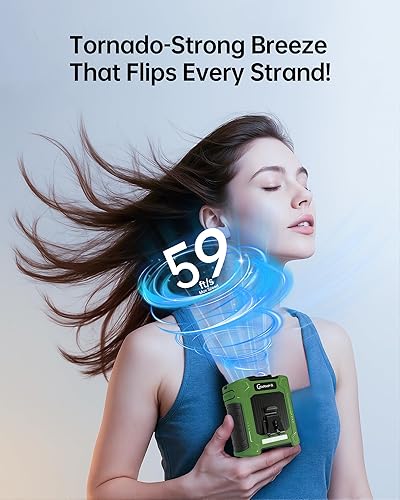 Miniatura 2 de Ventilador de cintura portátil 2025  10000 mAh 35 H de tiempo de funcionamiento, 6 velocidades, máximo 59 piess, 18500 RPM, luces LED SOS y