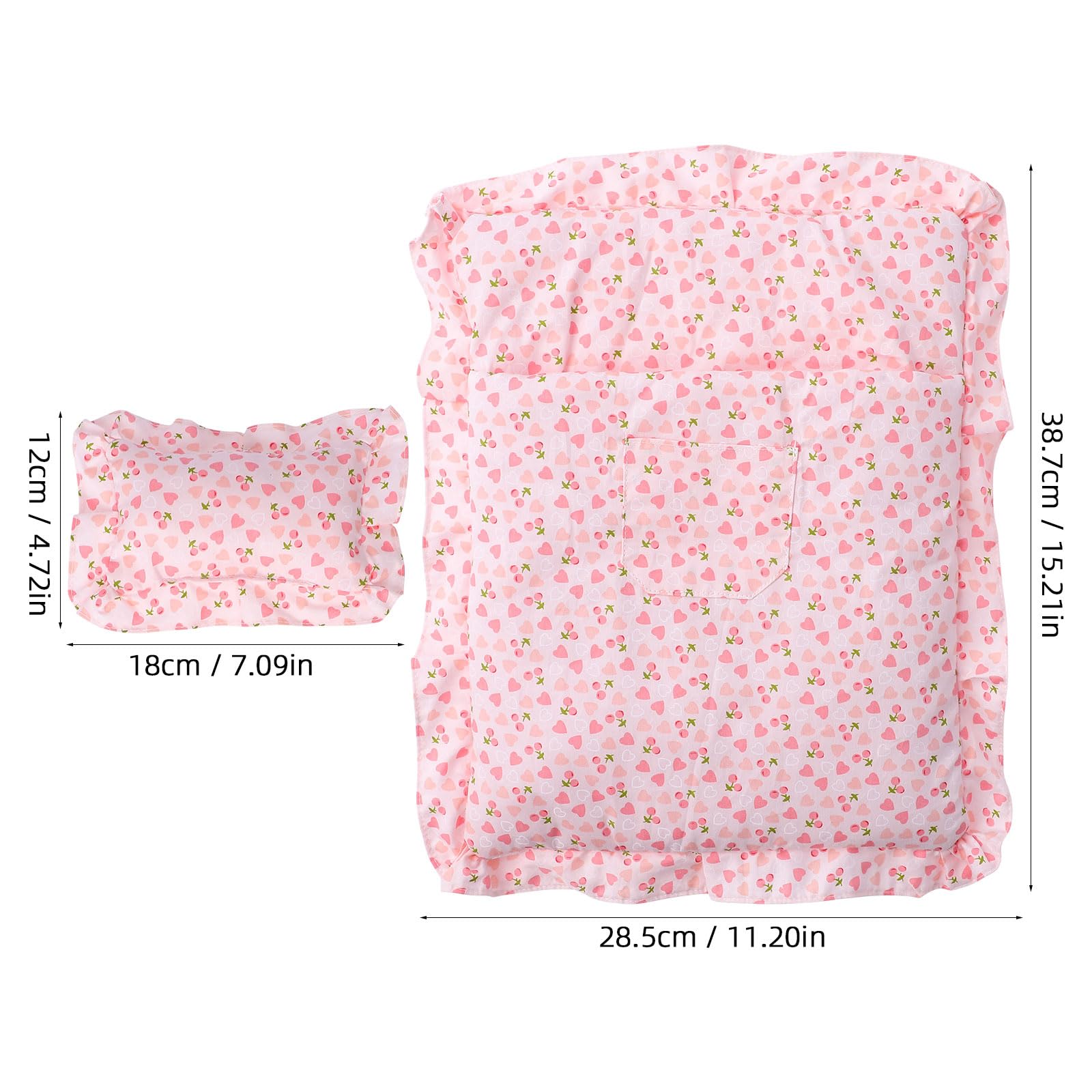 JOINPAYA Baby Strawberry Sleeping Bag Doll Bedding Soft Miniature Dollhouse Accessory Cozy 15.24 Inch Sleeping Bag for 9-11 Inch Dolls Bedroom Decor - Image 2