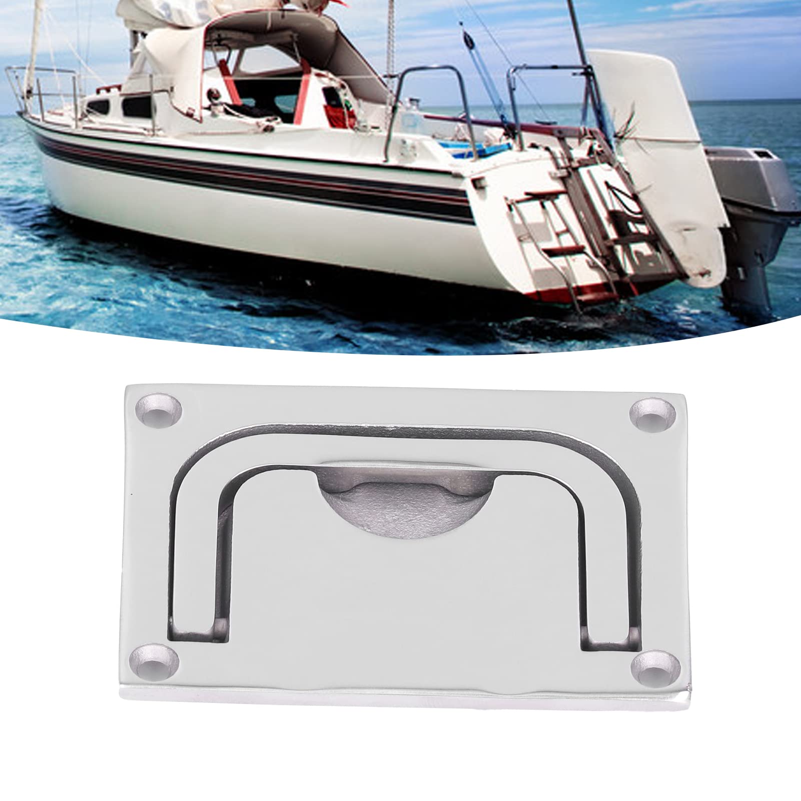Marine 316 ze Stali Nierdzewnej Kwadratowy pierścień do łodzi Właz Pull Flush Lift Uchwyt Pokrywy Pokładu do Statków i Drzwi Wejściowych (96 * 69mm)