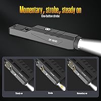 Vista 5 de DEFENTAC Linterna táctica de 1600 lúmenes con momentáneo y estroboscópico para rifle, luz de arma con interruptor de presión integrado compatible