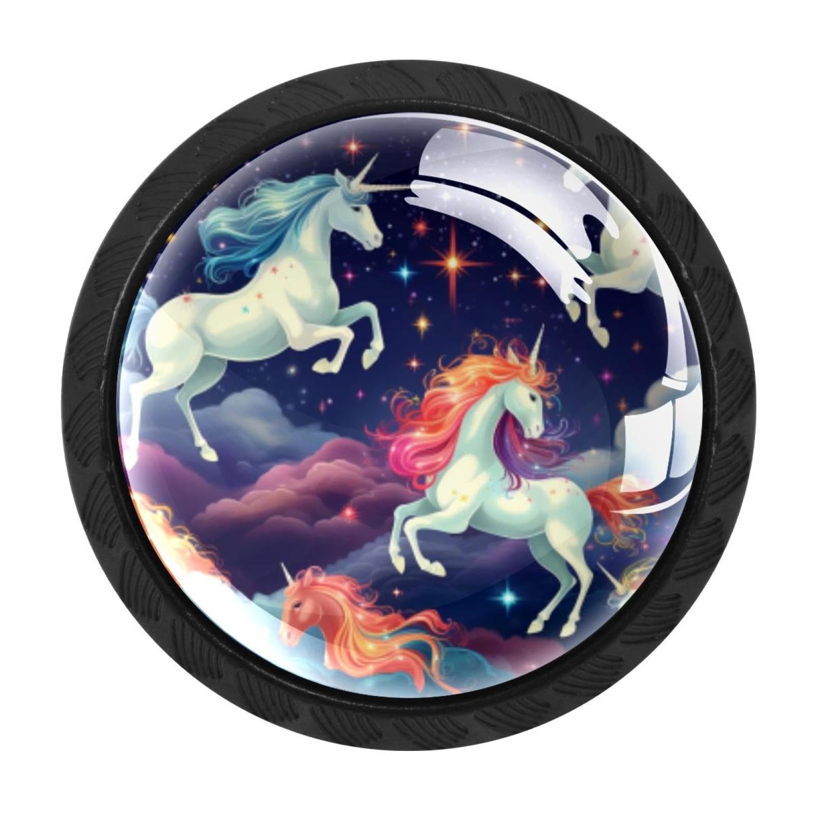 Chenzzzz Multicolored 20 4 Pack Cabinet Handles Black Starry Unicorn Cabinet Knobs Draw