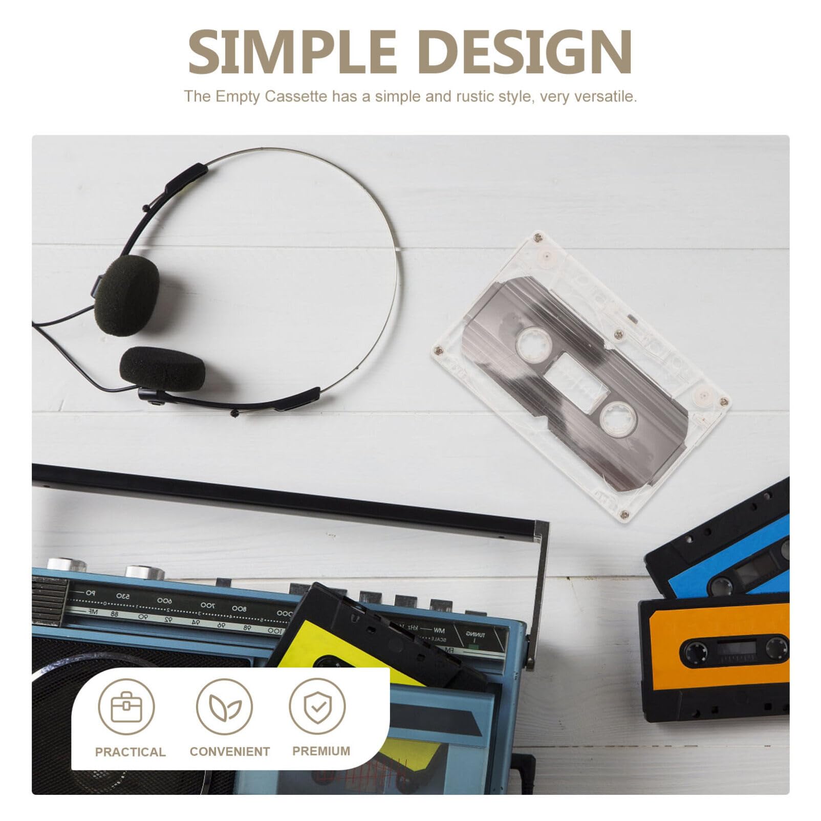 6pcs Tape Decoration Blank Cassette Tapes for DIY Blank Tapes Cassette Empty Cassette Tape DIY Cassette Decor Cassette Tapes for Decoration Blank Cassette Adornment Plastic