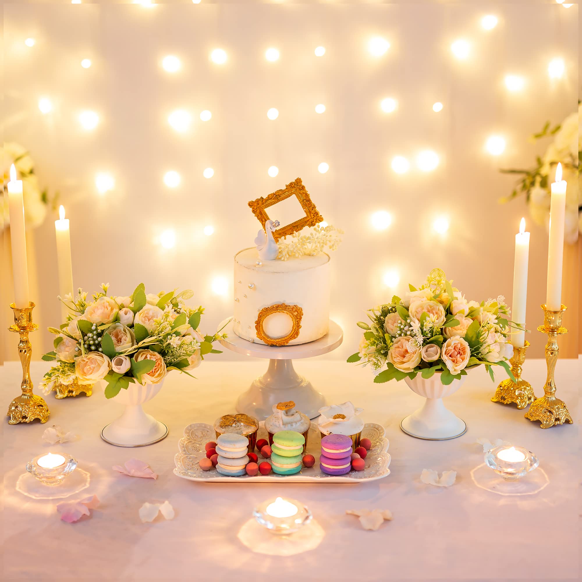 Sziqiqi Vaso Bianch per Centrotavola per Matrimoni - Vasi per Fiori In Metallo Piccolo Set of 10 Vaso per Urna per Matrimoni Feste Di Compleanno