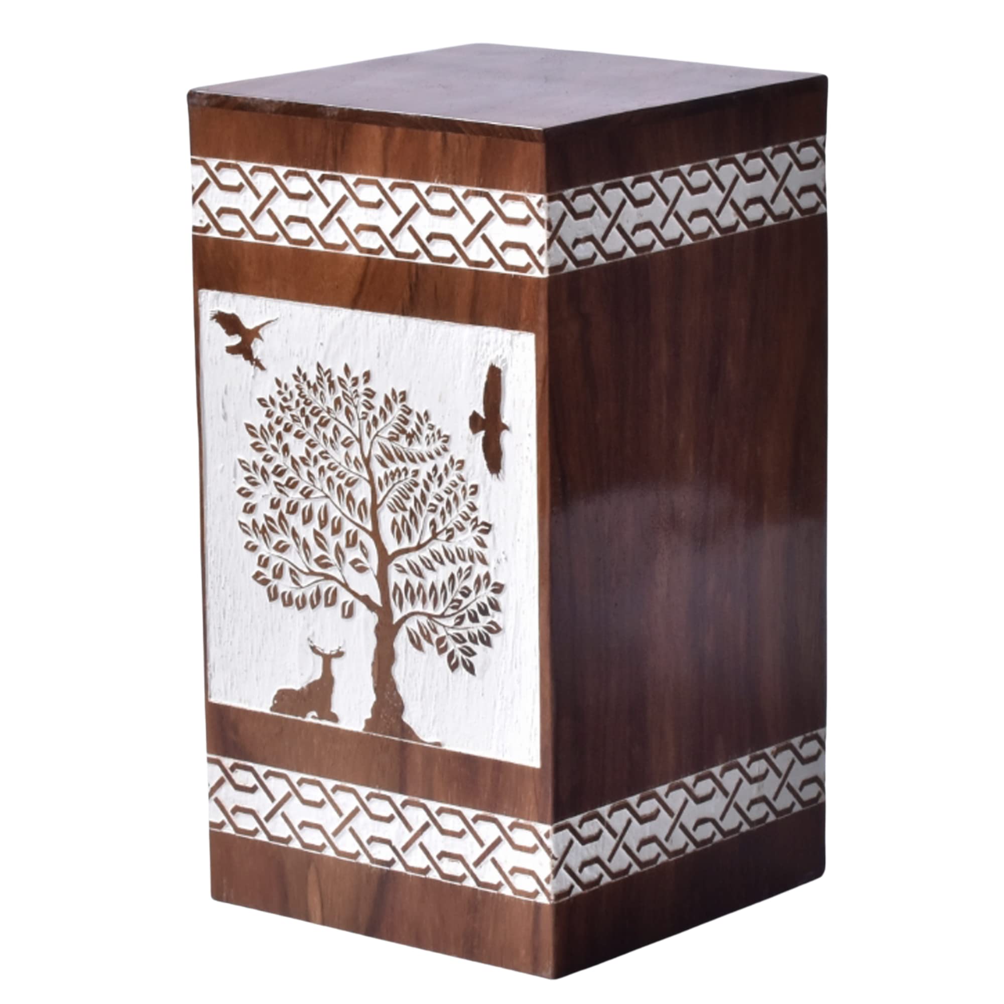 Rosewood Urn for Human Ashes - Tree of Life Wooden Box - Personalized Cremation Urn for Ashes Handcrafted Large Wooden Urn Box (M(9.5X5.5”)180CU, Personalized Rosewood)