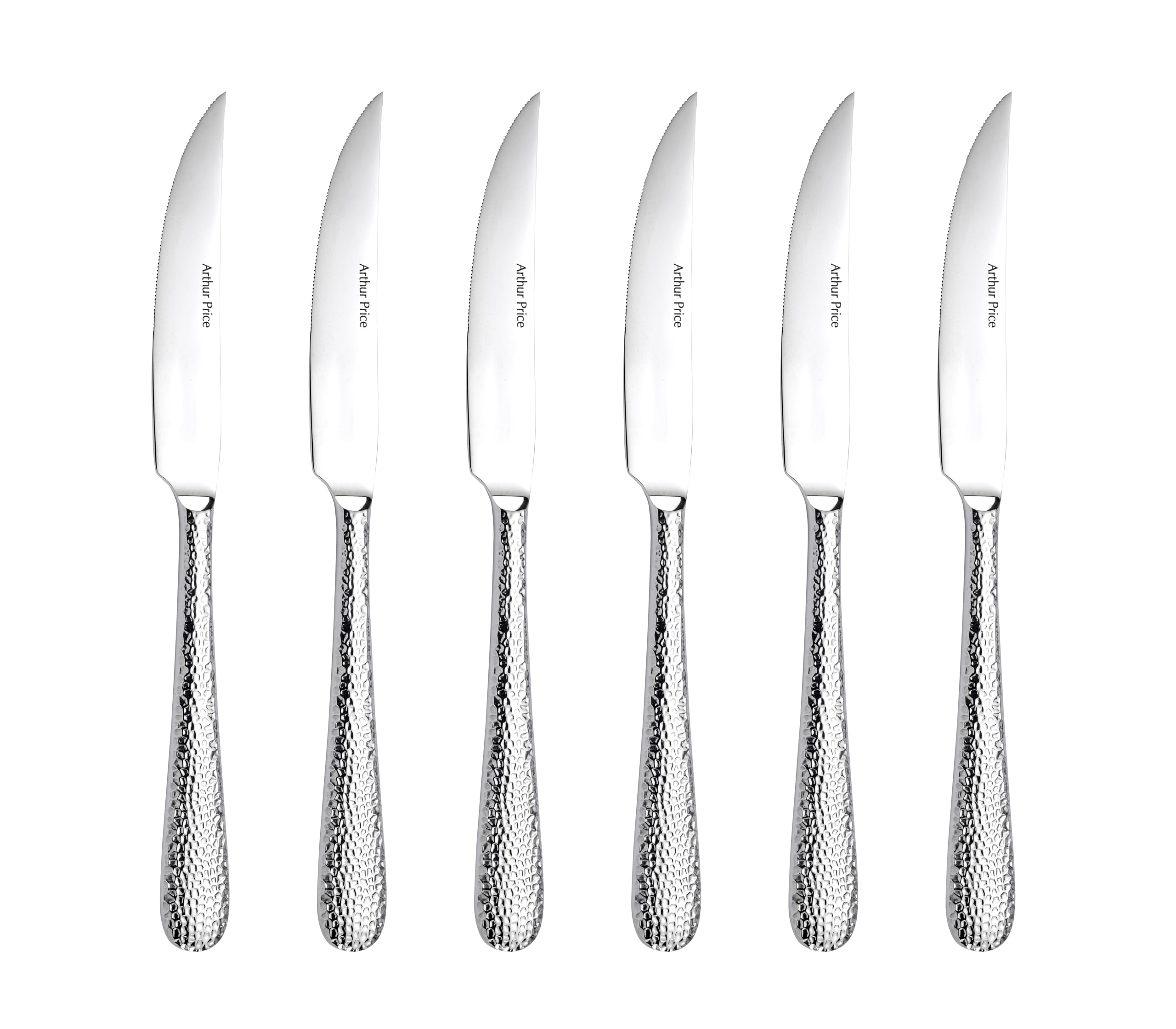 Arthur Price ZAVA0841 Avalon Set 6 Steak Knives, Stainless Steel, Silver