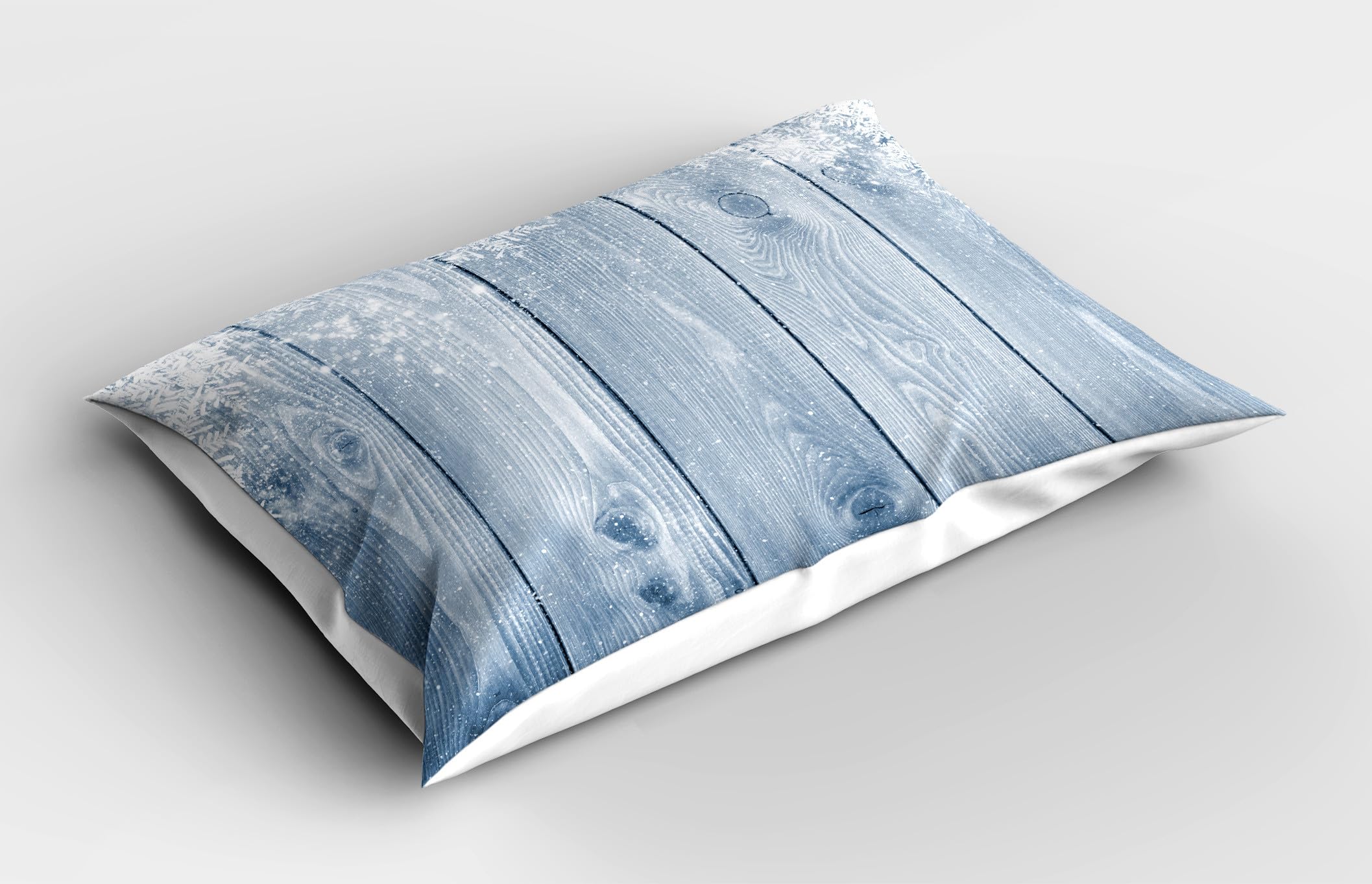 Ambesonne Winter Pillow Sham Set of 2, Frozen Wooden Texture Snowflakes Rustic Inspirations Grunge Retro Designed Print, Quality Microfiber Bedding Item for All Seasons, 36