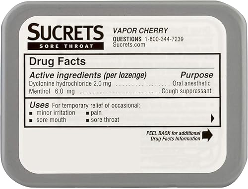 Miniatura 7 de Sucrets Pastillas para dolor de garganta y tos Vapor Cherry, 18 unidades (paquete de 3)