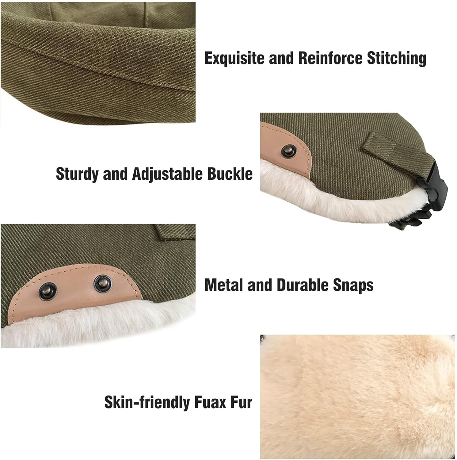 Peicees Aviator Hat and Goggles for Adult Costume Accessories Pilot Cap Vintage Goggles Trapper Hat with Fur Ear Flaps - Image 3