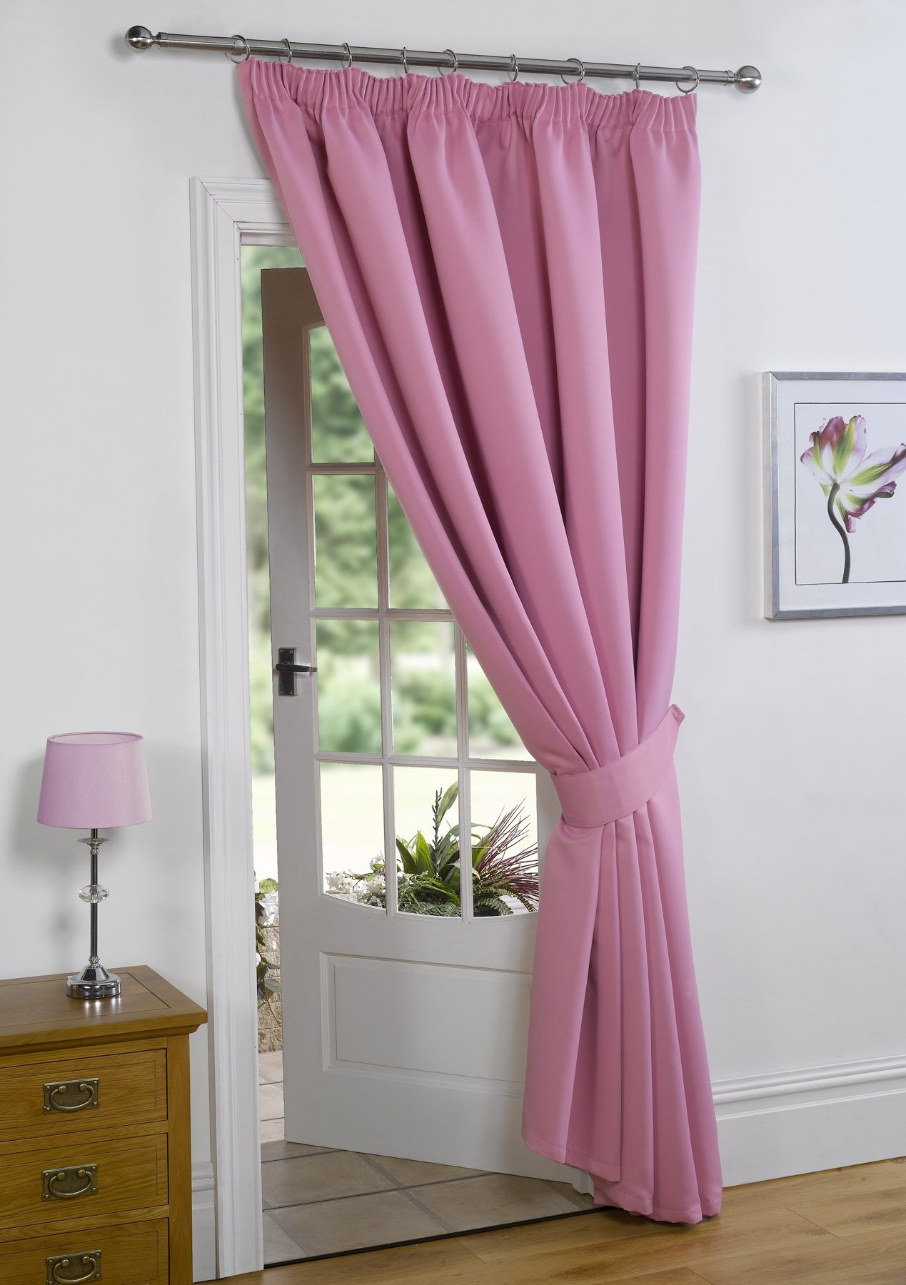 viceroy bedding PINK 66" Width x 84" Drop (Only 1 Panel), Supersoft Thermal BLACKOUT PENCIL PLEAT/TAPE TOP DOOR CURTAIN, 'Winter Warm but Summer Cool
