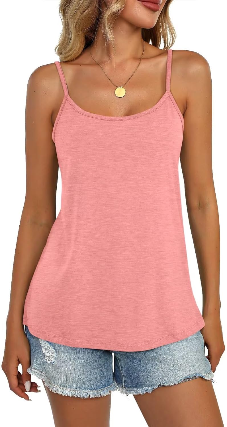 Womens Spaghetti Strap Tank Top Adjustable Scoop Neck Camisole Tops Loose Fit Casual Shirts Summer 2026 - Image 4