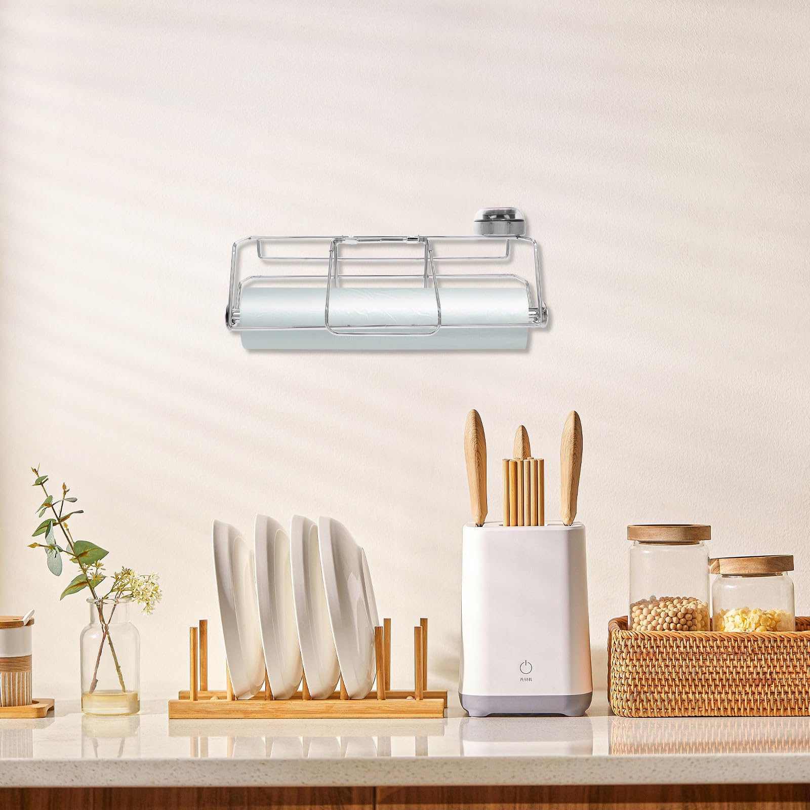 GALPADA Dispensador de Bolsas de Compras Colgante de Acero Inoxidable con Diseño Multifuncional y Soporte para Rollos, Adecuado para Cocinas y Tiendas de Comestibles