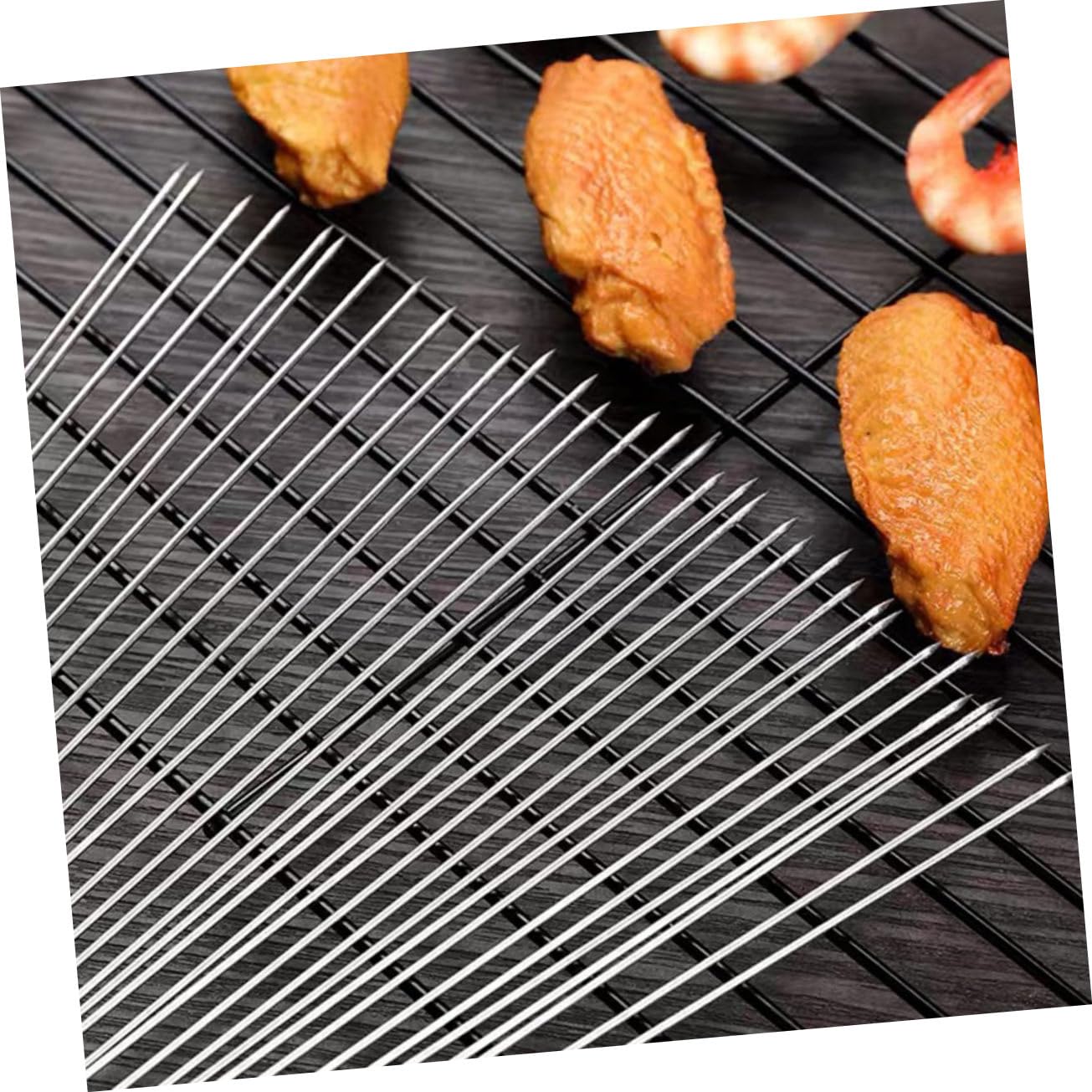 YARNOW Spiedini Barbecue in Acciaio Inox 304 Rotondi Resistenti, Bastoncini Riutilizzabili per Grigliate e Picnic All’aperto, Confezione da 100 Pezzi, Alta Resistenza a Calore