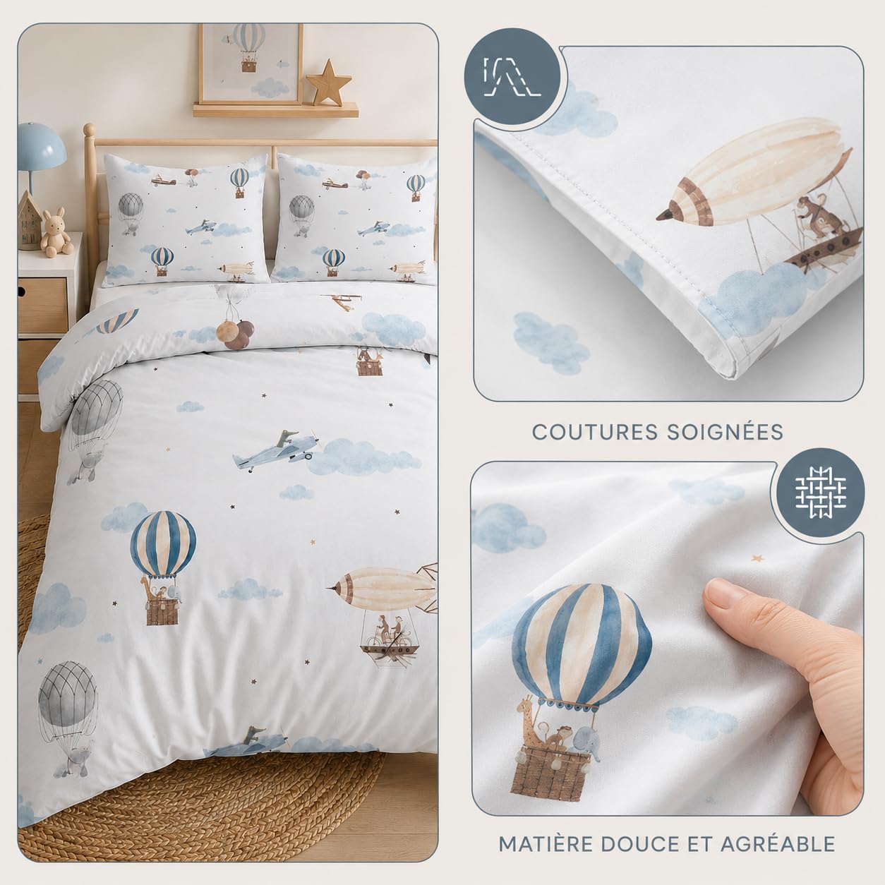 Housse De Couette 140x200 Gamer – Parure Lit Manette Jeu Vidéo, Microfibre Douce, 1 Personne + Taie 65x65, Style Ado Garçon
