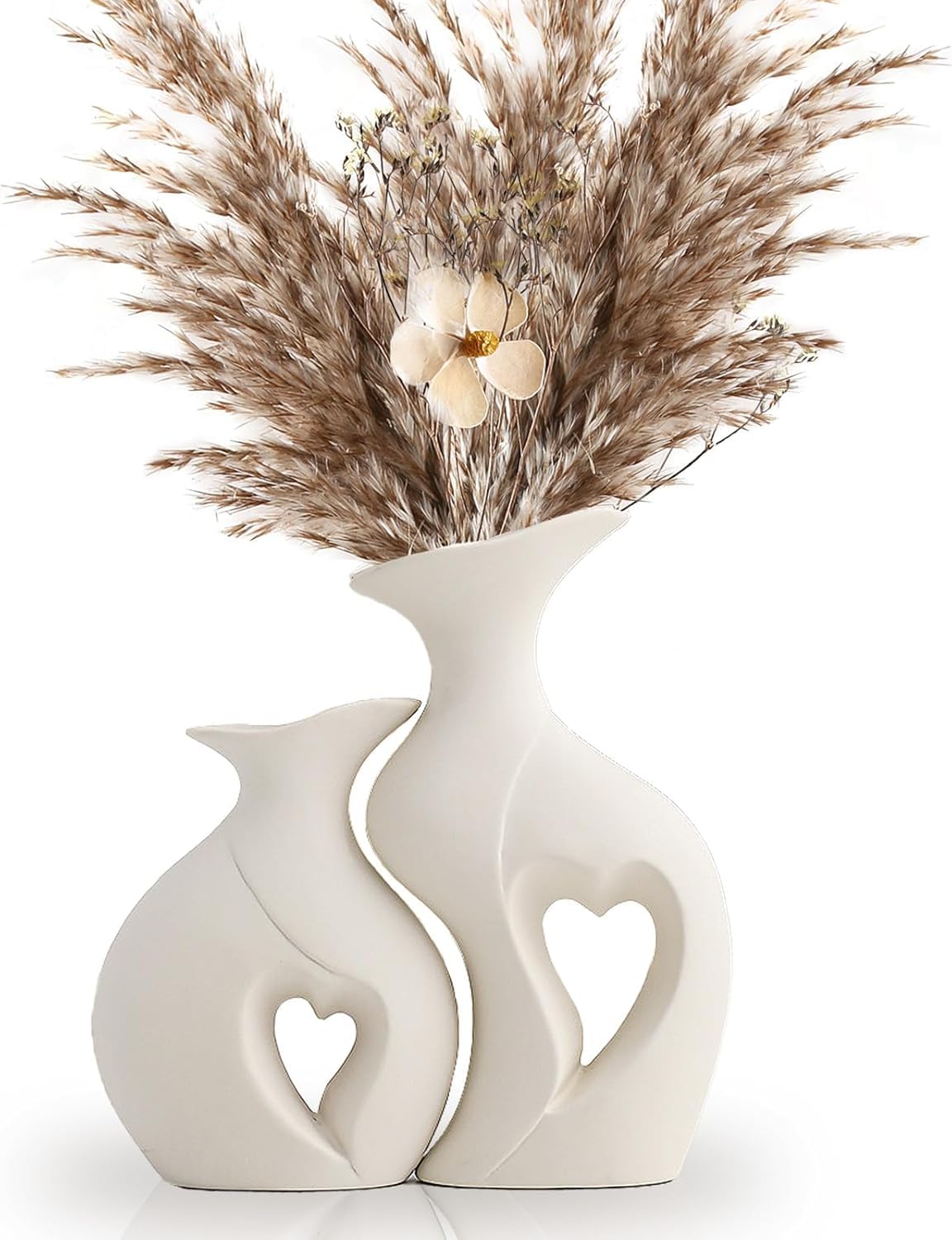 Set di 2 Vasi di Ceramica Decorativi in Stile Moderno per la Decorazione del Soggiorno, Camera da Letto e Ufficio - per Arredamento Casa, Regali e Tavolo Decorativo