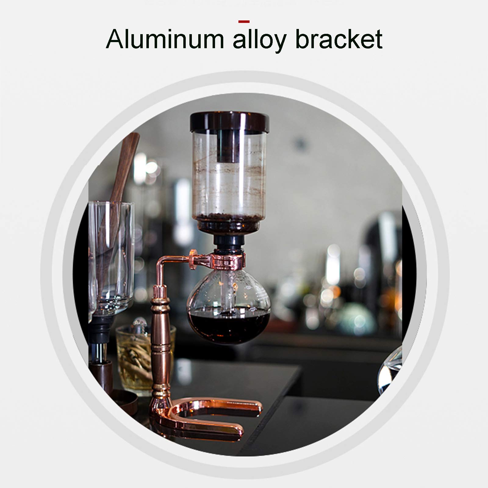 Stil Syphon Kaffeemaschine, Syphon Kaffeekanne, Resistant Glas, Tee Syphon Topf, Syphon Artisanal Kaffeemaschine, Kaffeemaschine Filter für Home Küchen Verwenden,5