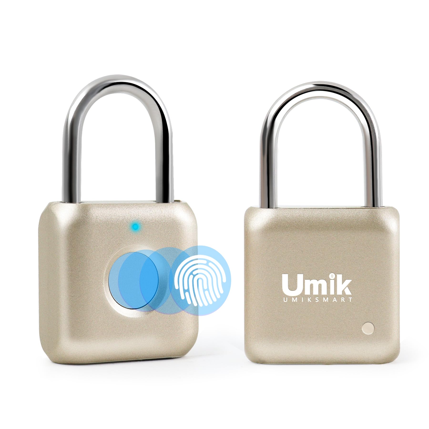 UMIKSMART Fingerprint Padlock, Keyless Biometric Smart Lock with USB-C Rechargeable Battery, IPX22 Water Resistant Zinc Alloy Padlock for Gym Locker,