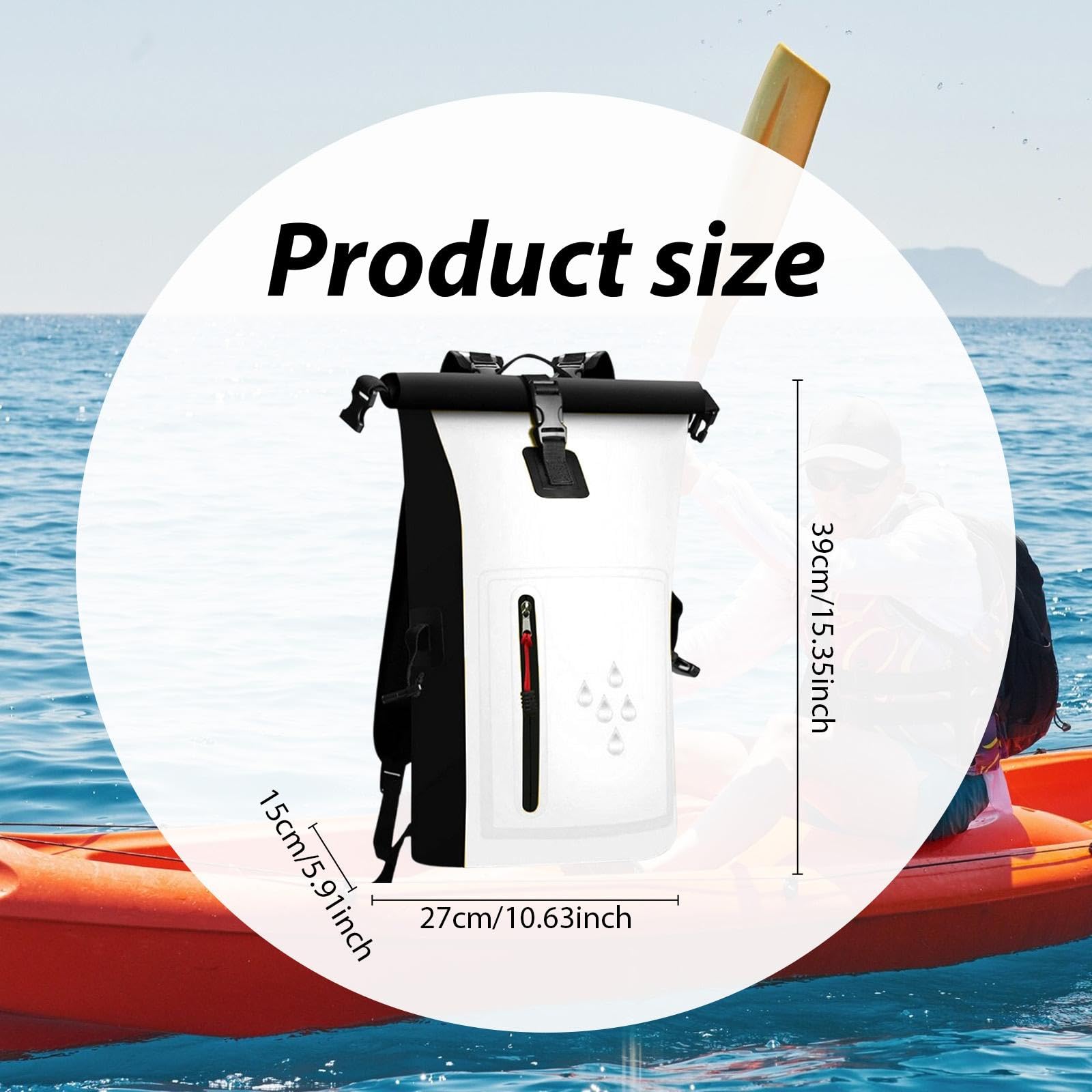 Qianly Wasserdichter Packsack/Kajakrucksack, 25 Liter, Wasserdichter Rucksack für Outdoor Camping