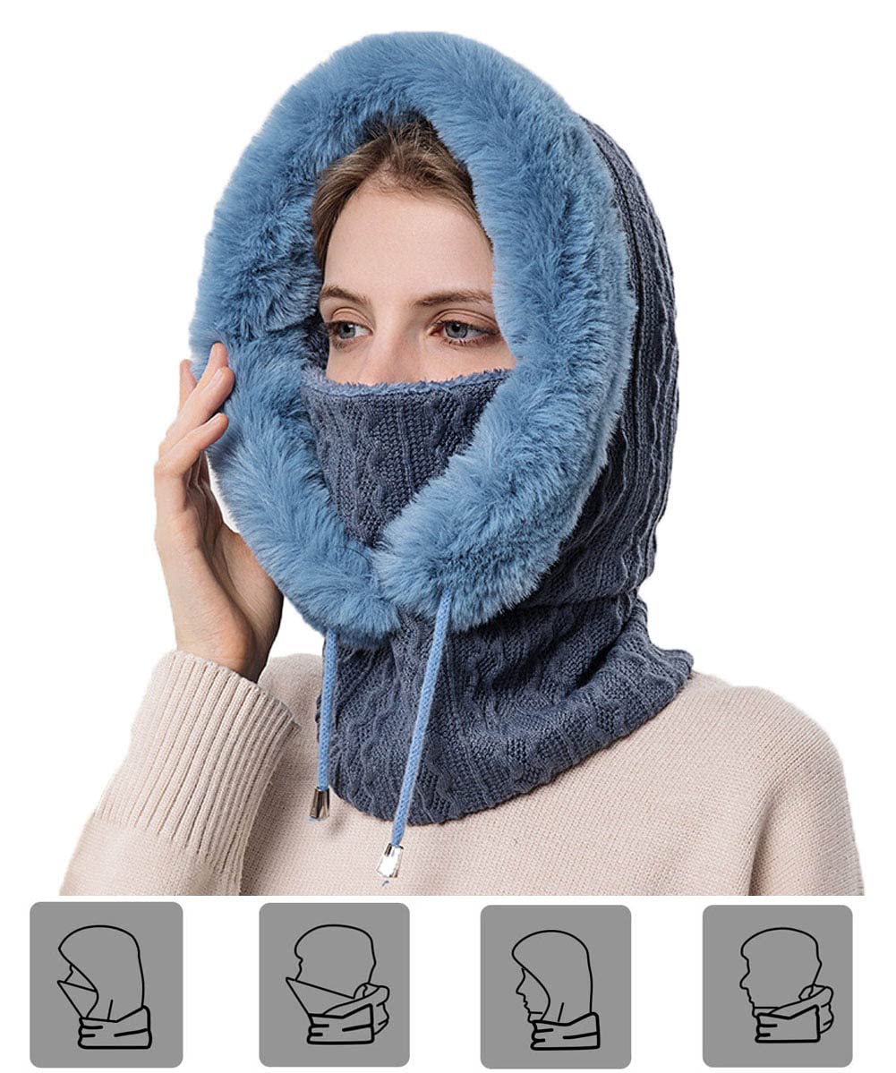 YAMEE Pasamontañas Invierno para Mujer,Balaclava Máscara Moto de Punto,Gorro Cálido De Invierno para Clima Frío Esquí al Aire Libre Montaña Senderismo