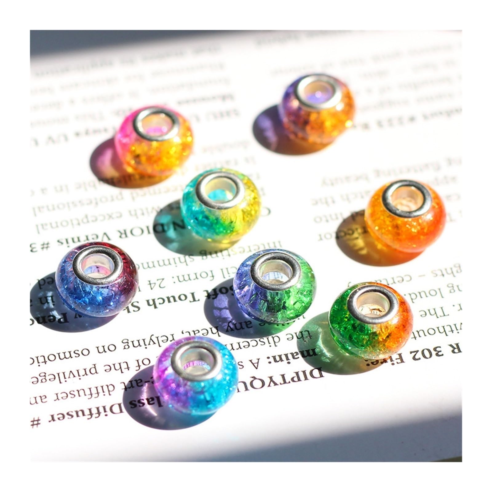 Perles à Gros Trous, Lot de 50 Perles intercalaires Multicolores en résine, Trou 14 mm et 5, for la Fabrication Bijoux Breloques(Blue-14mm)