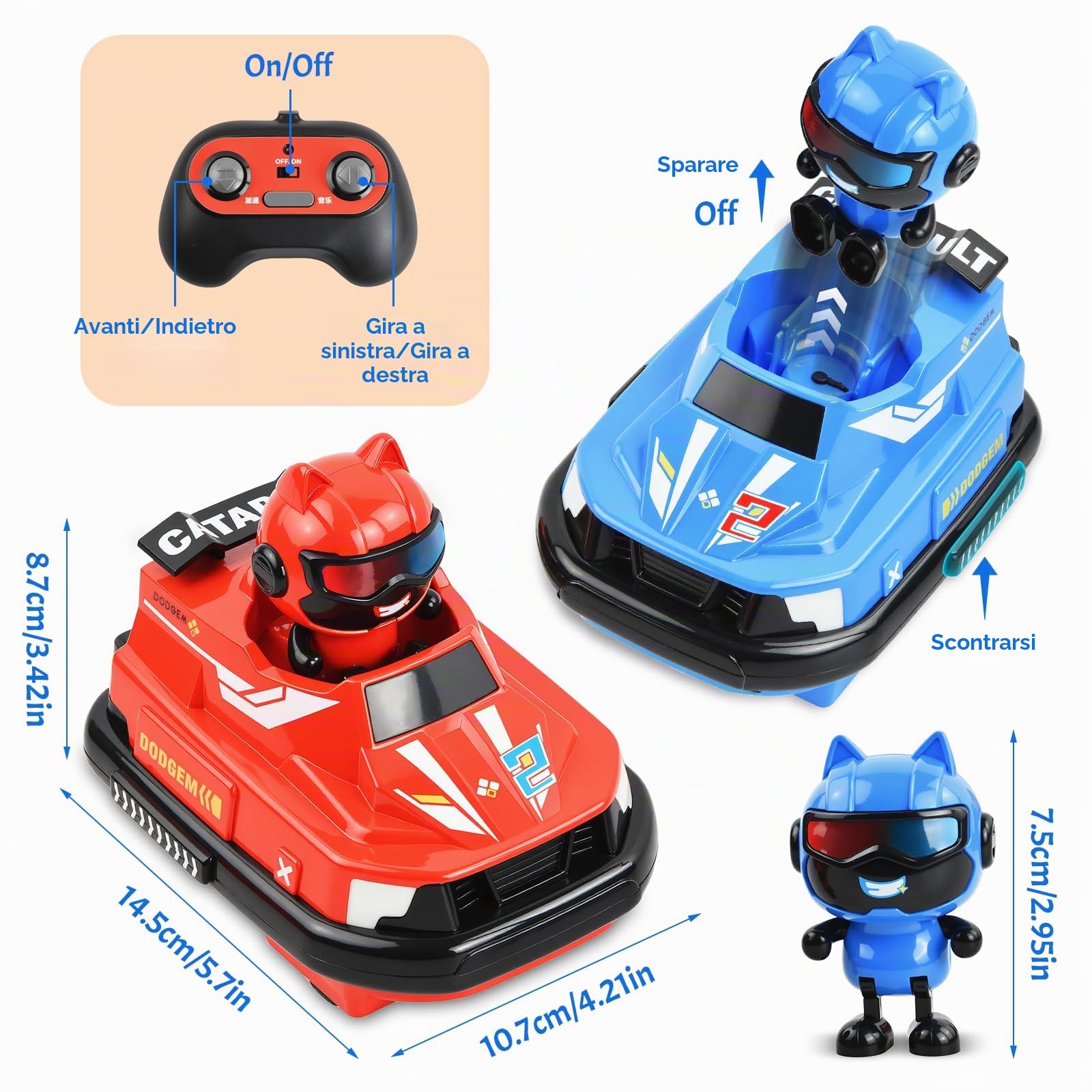 2 pezzi Autoscontro Telecomandato, 360° Drift Stunt Bambini Giocattolo Auto, Macchina Telecomandata per Bambini, 2,4 GHz Autoscontri Telecomandati, RC Bumper Car con Bambola Rimbalzante