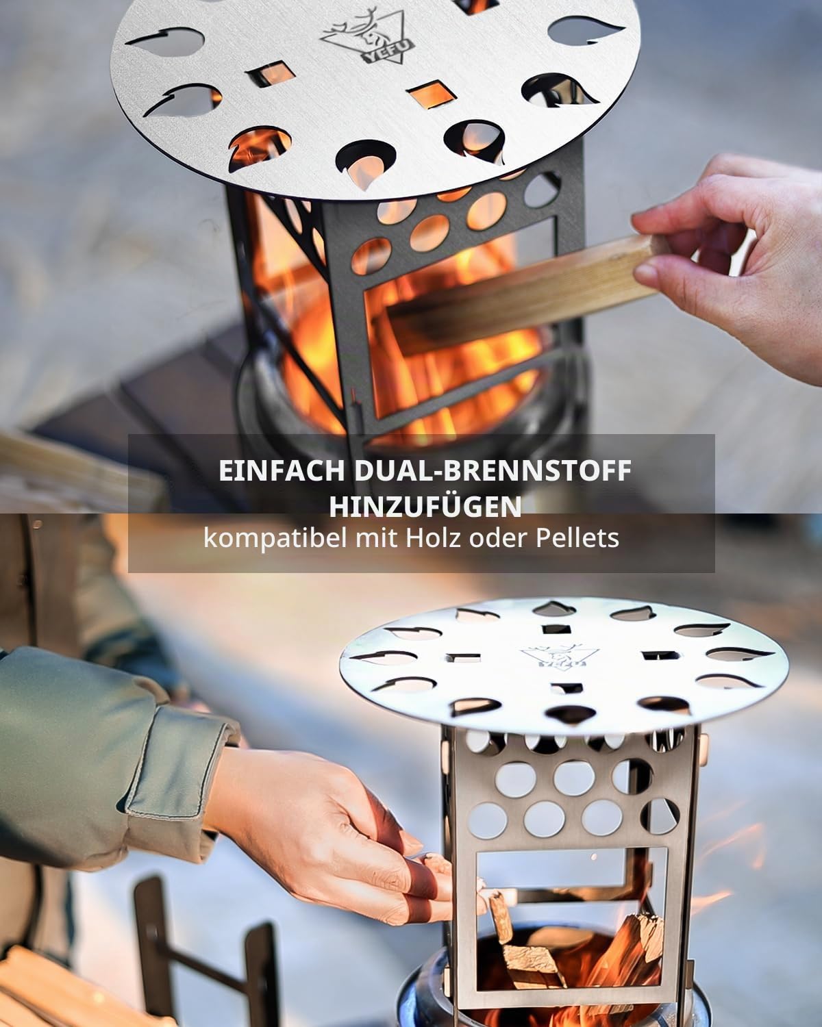 YEFU Feuerstelle Wärmeabweiser für Solo-Herd Mesa XL YEFU 17,8 cm, tragbarer Wärmeverteiler für Tisch-Feuerstelle, erfasst und leitet Wärme um, Abnehmbarer Mesa XL Hitzeschutz für Solo-Herd-Zubehör