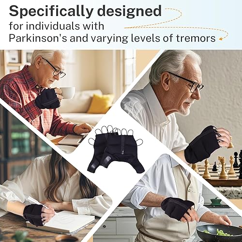 Miniatura 6 de Guantes con peso, guantes con peso ajustables para temblores de manos, ayuda ajustable para la estabilidad de la mano, movilidad mejorada de la