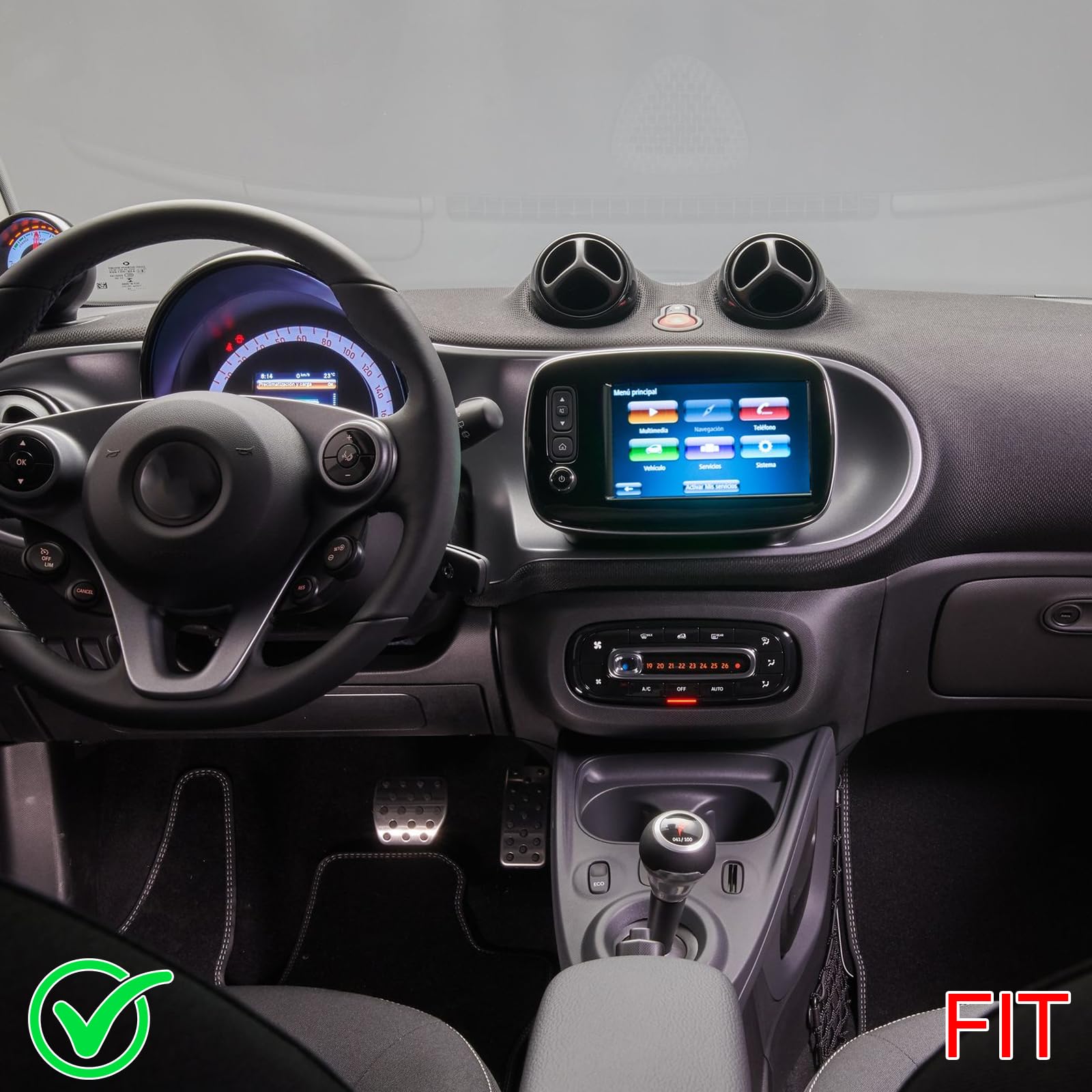 Autoradio Android 14 Radio Coche para Mercedes Benz Smart 453 Fortwo 2014-2022 con Carplay y Android Auto 9" Pantalla Táctil, Bluetooth 5.0 GPS Volante Control RDS WiFi BT Cámara & Mic, 2+32G