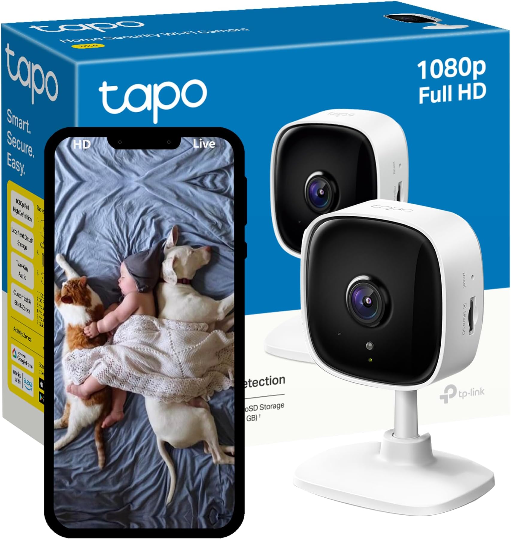 Tapo Mini Smart Security Camera, Indoor CCTV, Works with Alexa&Google