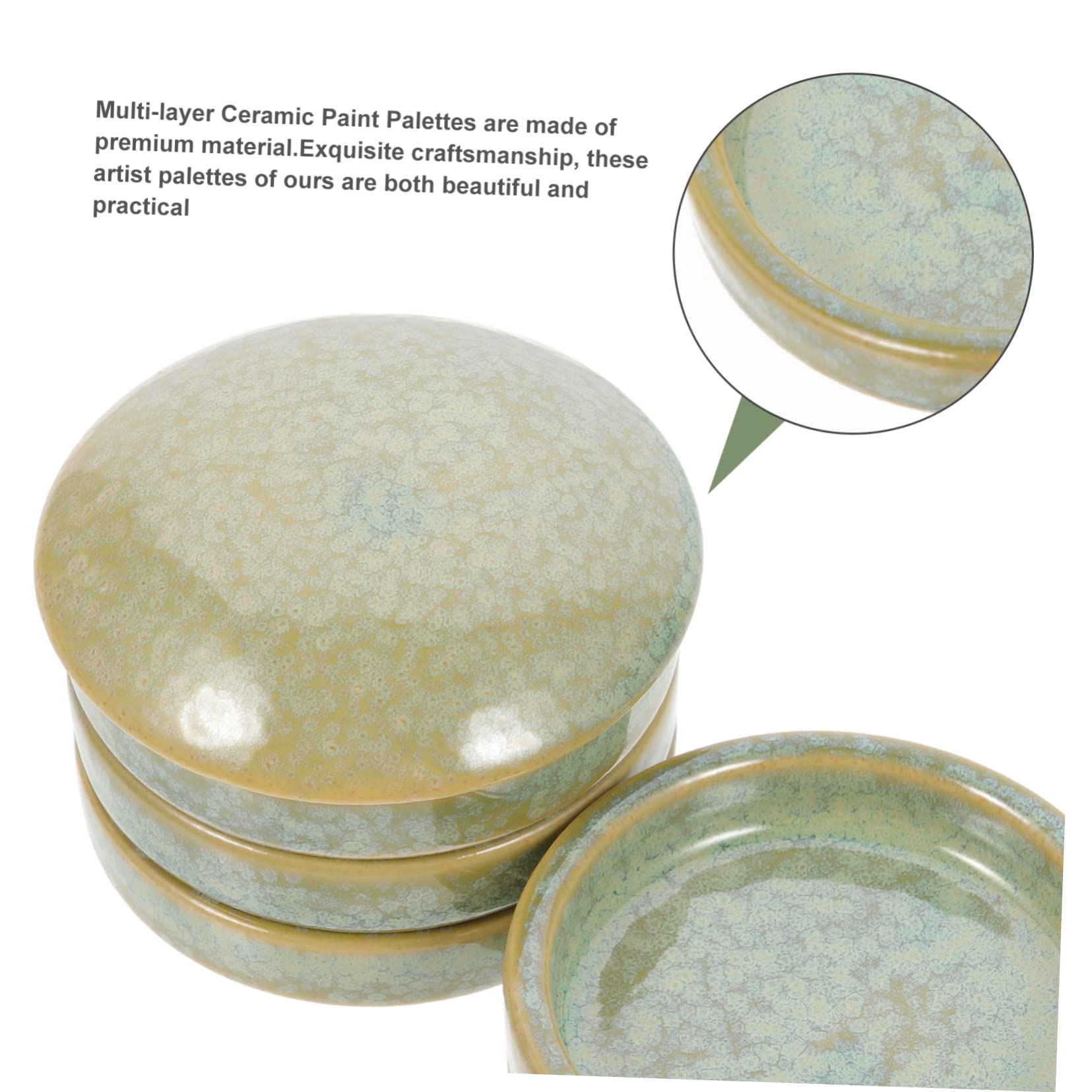 Palette de Peinture en Céramique Verte à Cinq Couches Empilable, 1 Set