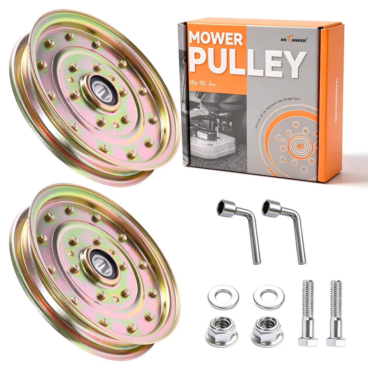 Flat Idler Pulley Replacement for Exmark Lazer Z, Lazer XP, Toro Z Master 52" 60" 72" Deck, Replaces Exmark Toro 116-4667, 1-633109, 633109, 126-7685, Husqvarna 539102610, 2 Pack