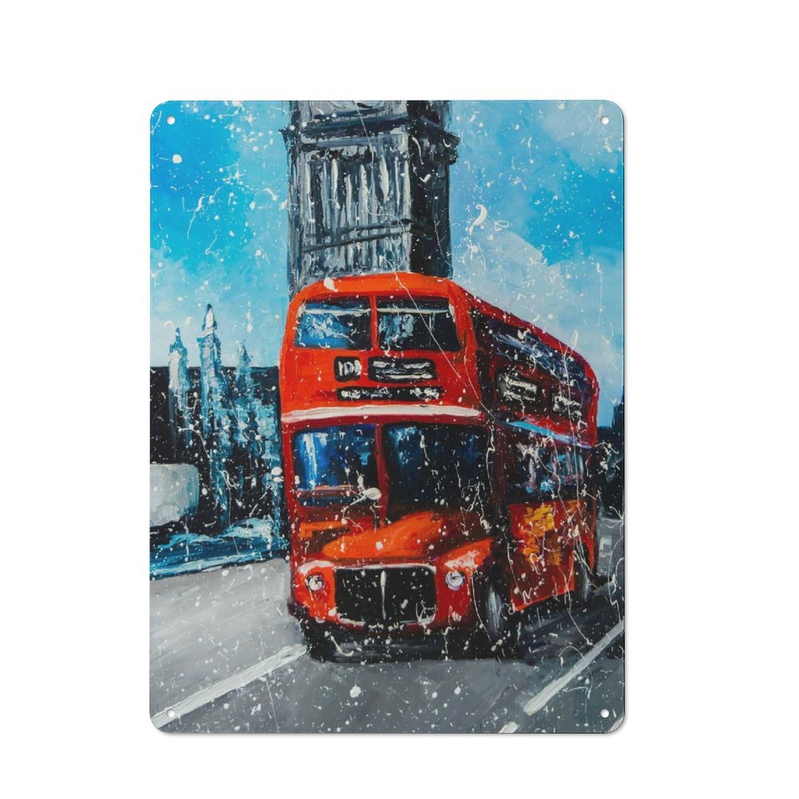 London Bus Retro Tin Sign 40x30cm for Living Room Or Hallway, Gift for Living Room Decor Lovers during The Christmas Season