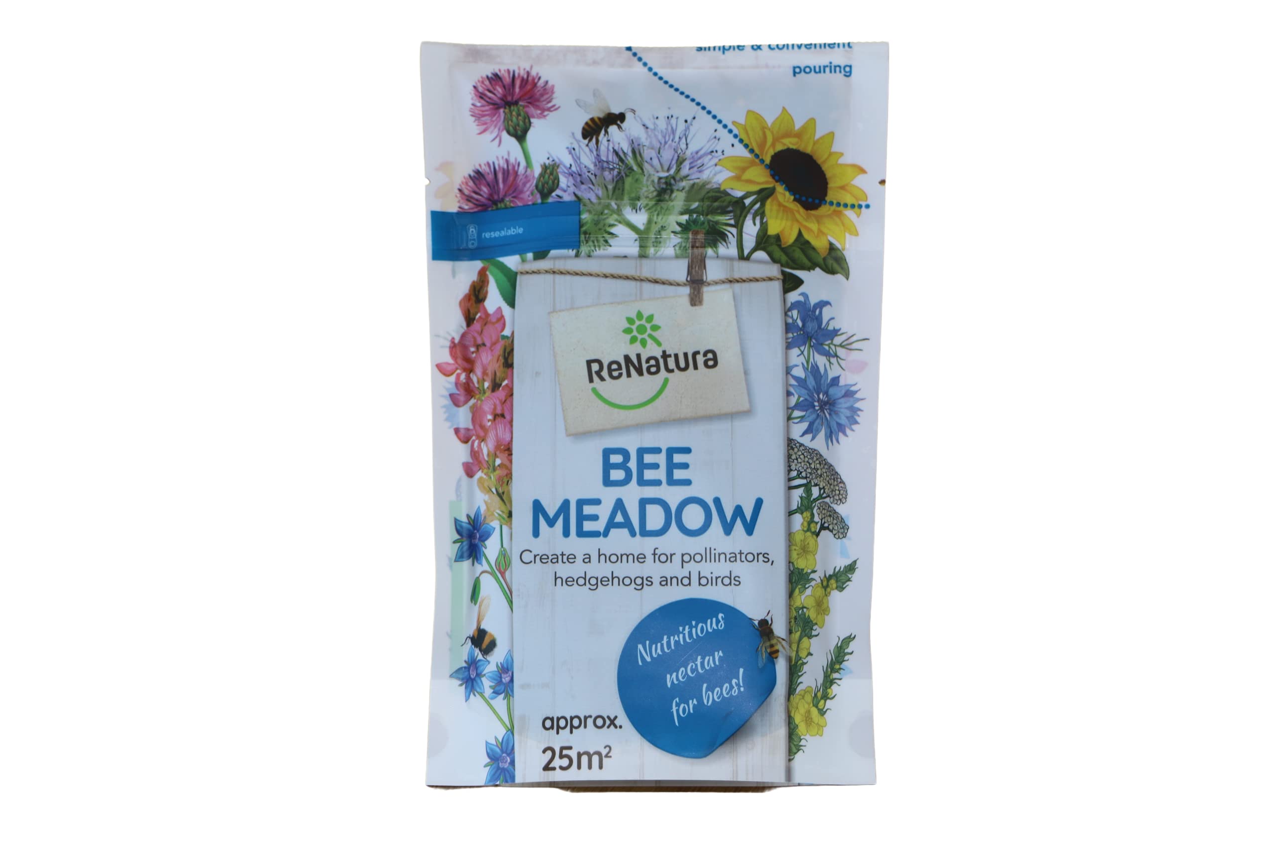 Bee Meadow Wildflower Seeds - Beautiful Pollinators, Easy Sow Mix by ReNatura.