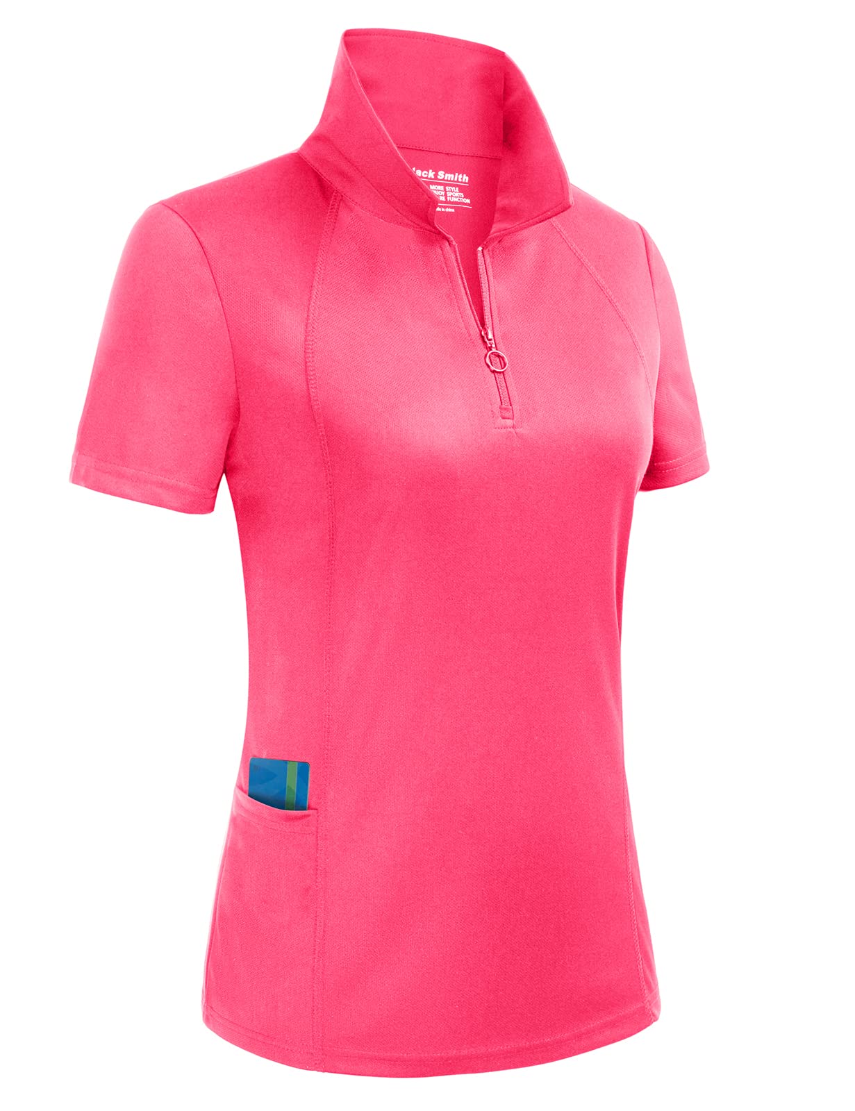 Women Workout Tops Short Sleeve Zip up Athletic Shirts with Side Pocket