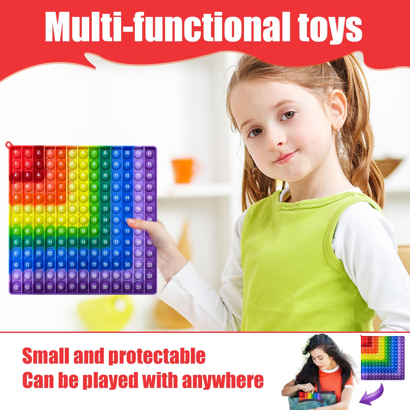Zamety Times Table Poppet, Multiplication Tables for Kids Addition Poppits Fidgets, Maths Poppet Times Tables - Image 3