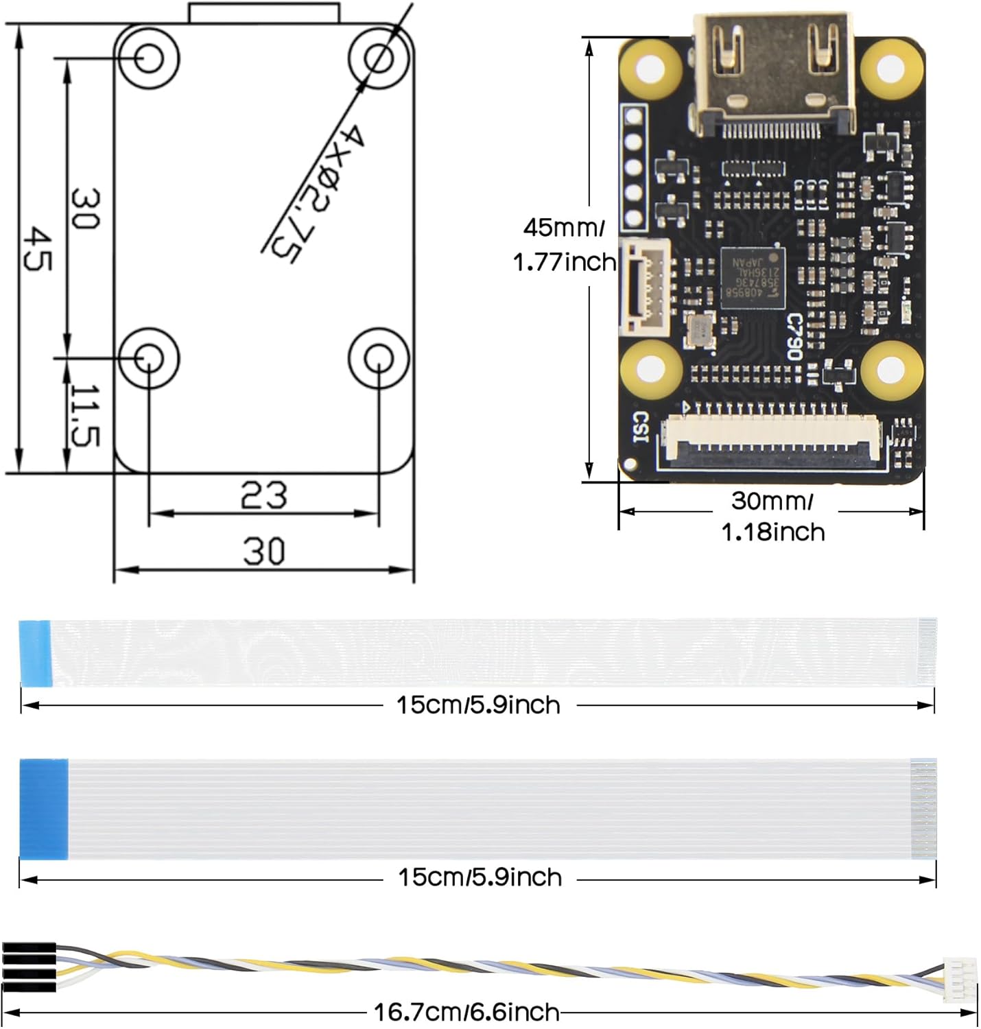 Geekworm C790 CSI-2 Video Capture Module for Raspberry Pi, TC358743 Chipset, 1080p60 Video & Audio Input, Compatible with Raspberry Pi 5/4B/3B+/3B/Zero/W/2W/CM4