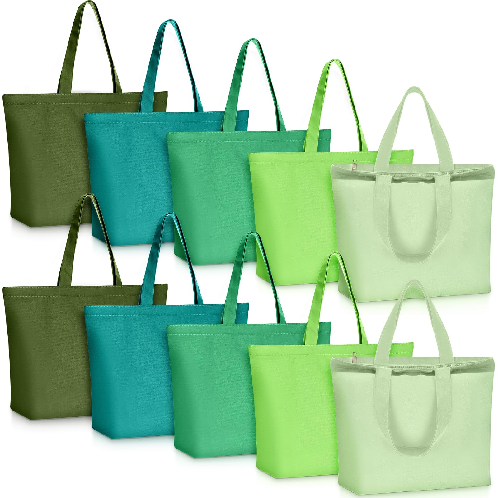 Epakh Canvas Tote Bag with Zipper - Bulk Reusable Large Blank Cotton Grocery Shopping Tote for Women Men DIY Crafting