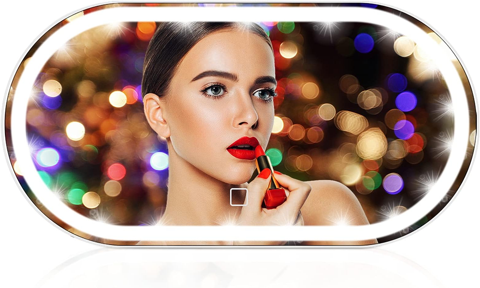 OYADM Car Visor Vanity Mirror, Rechargeable Car Makeup LED Mirror, 3 Light Mode Car Vanity Mirror Type-C Powered, Clip-on Vanity Mirror for Women (White)