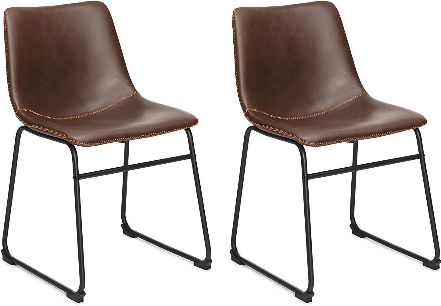 FashionFurniture Vintage Eco-Leather Dining Chairs Grey and Brown (Set of 2), Faux Leather, Brown, 48 x 48 x 80 (cm)